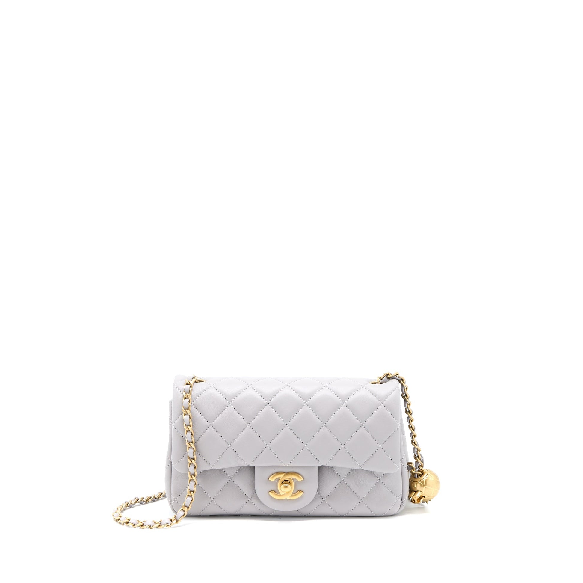 Chanel Pearl Crush Rectangular Lambskin Brushed GHW Grey Mini Bag Brushed Ghwmicrochip