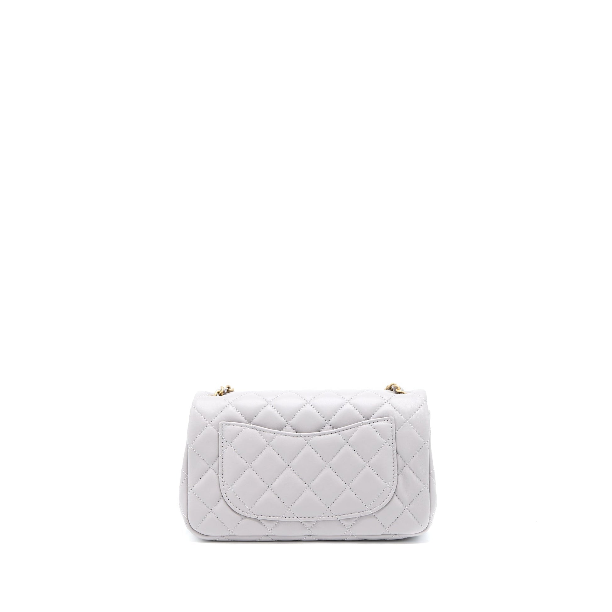 Chanel Pearl Crush Rectangular Lambskin Brushed GHW Grey Mini Bag Brushed Ghwmicrochip