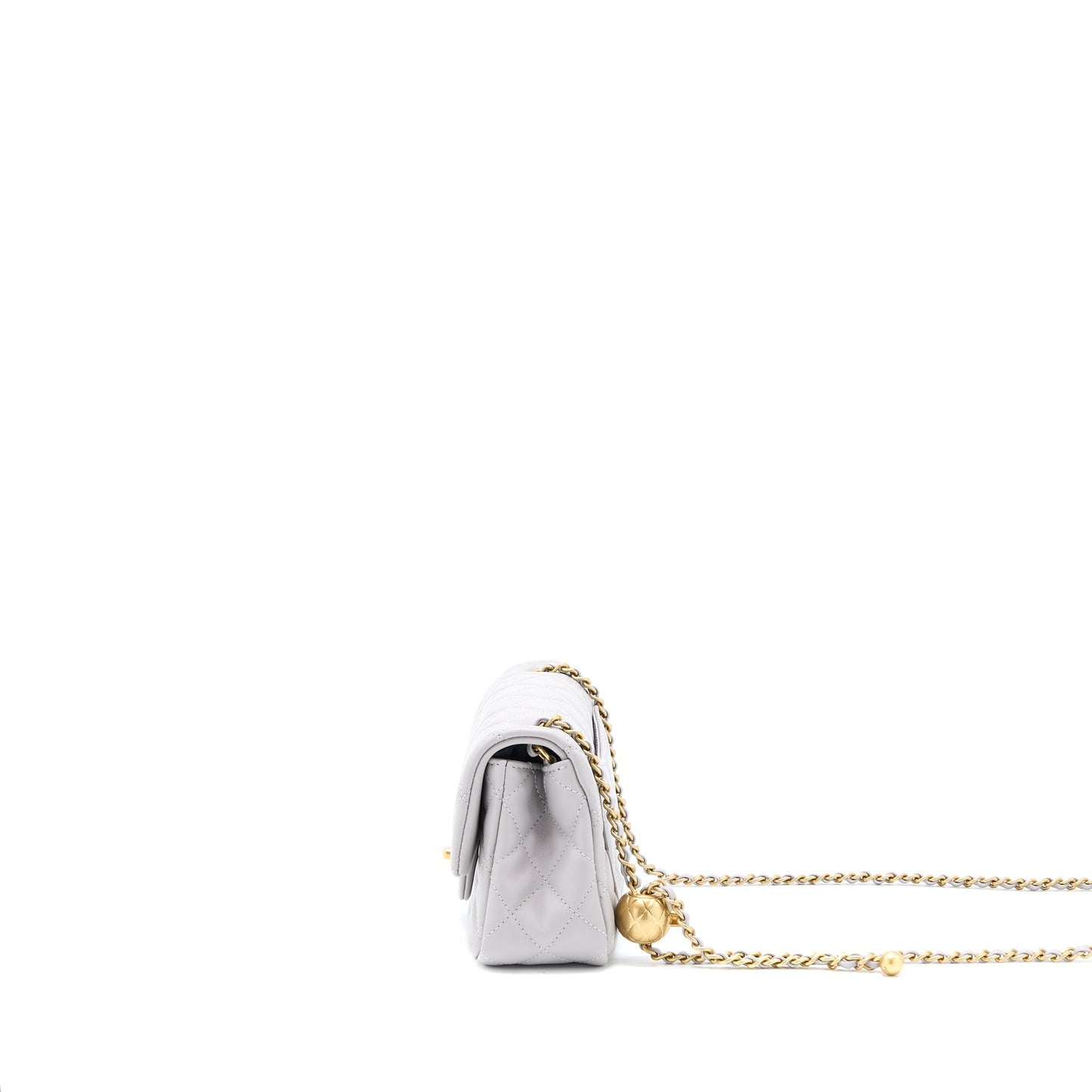 Chanel Pearl Crush Rectangular Lambskin Brushed GHW Grey Mini Bag Brushed Ghwmicrochip