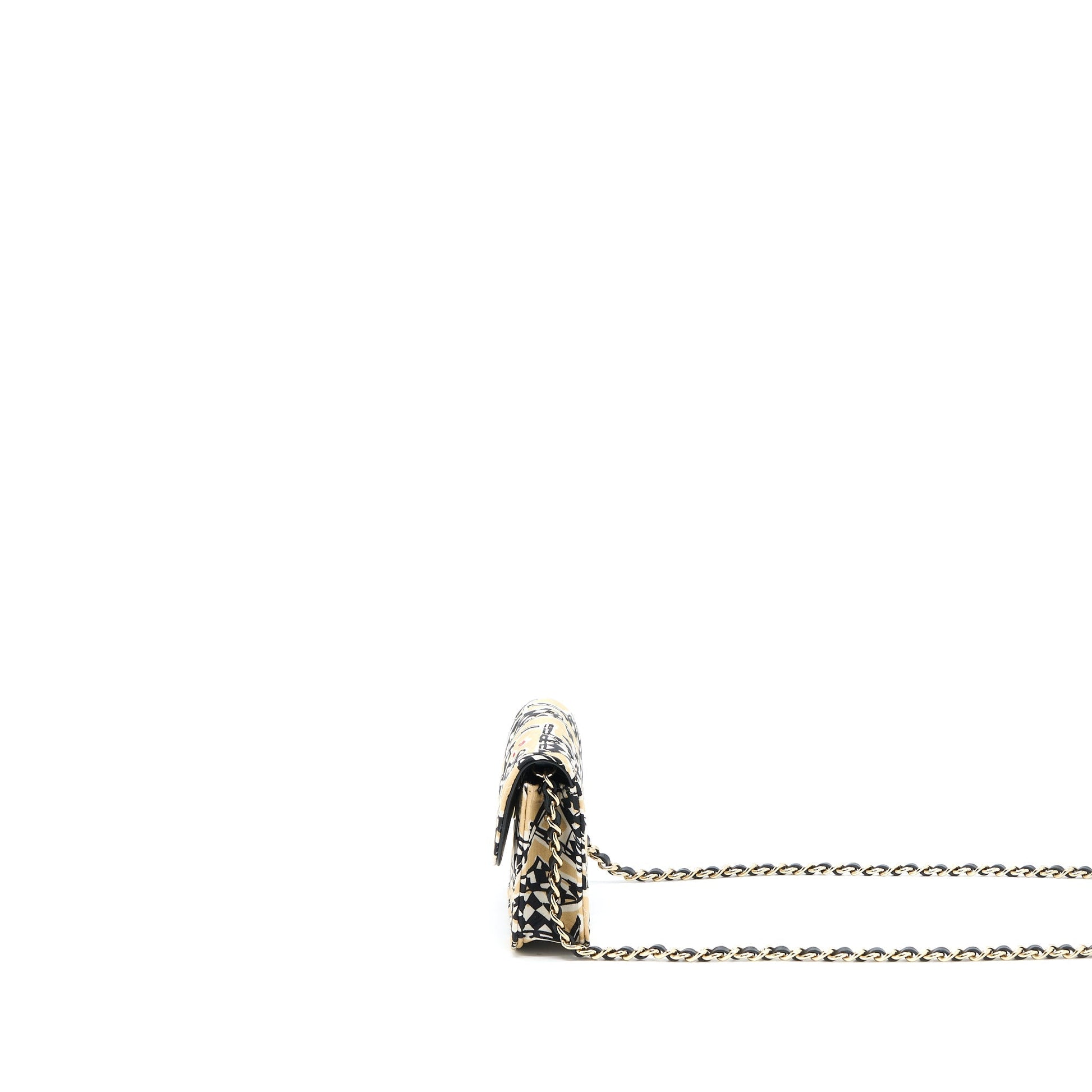 Chanel Chains Fabric LGHW Microchip Multicolour Clutch Bag