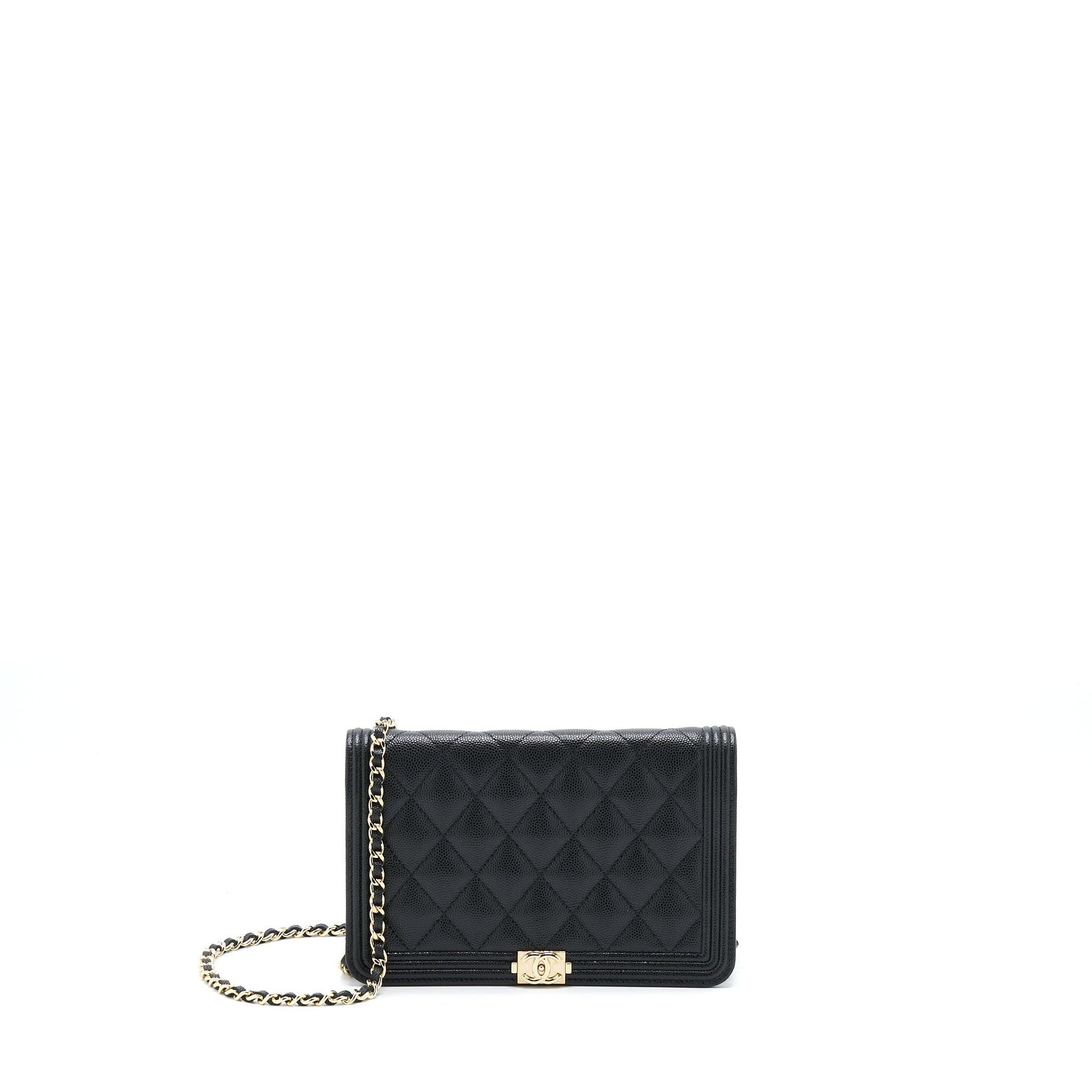 Chanel Boy On Caviar LGHW Black Wallet Case