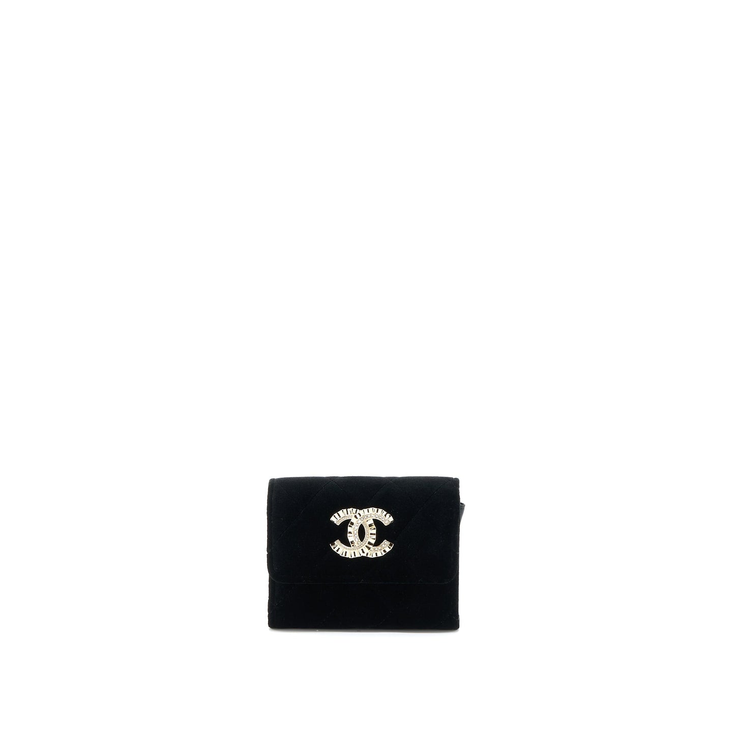 Chanel Flap Card Holder Giant CC Logo Black Wallet Case