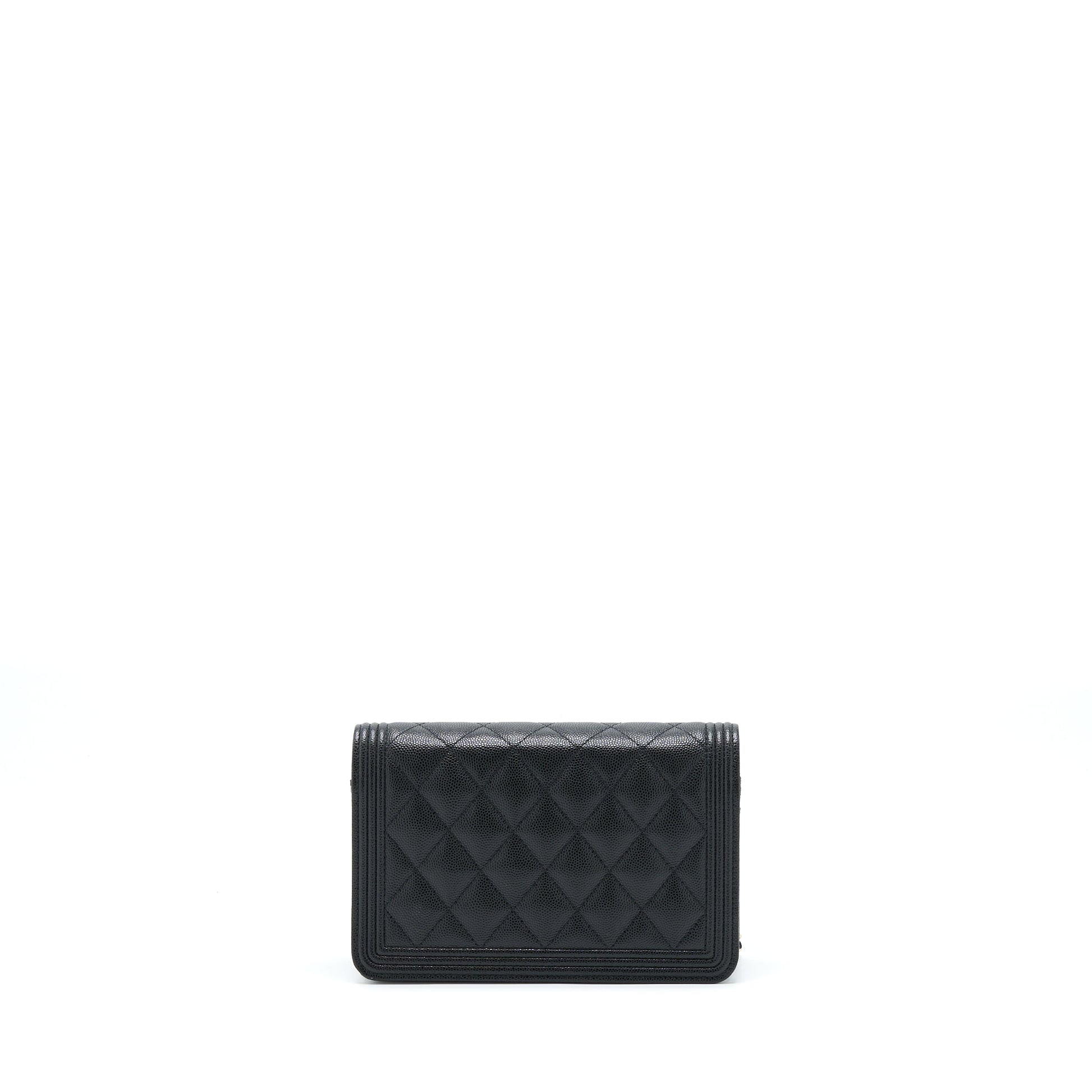 Chanel Boy On Caviar LGHW Black Wallet Case