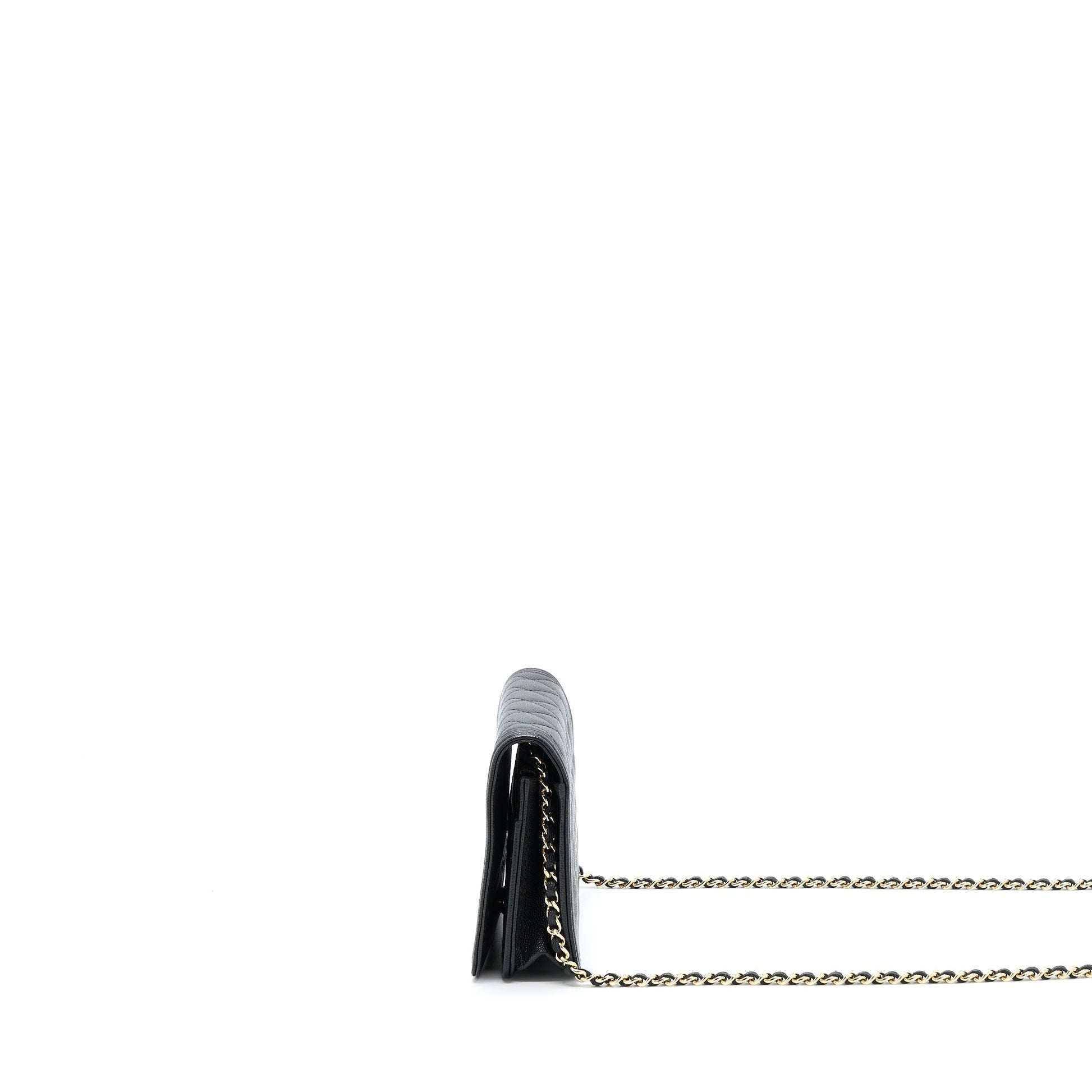 Chanel Boy On Caviar LGHW Black Wallet Case