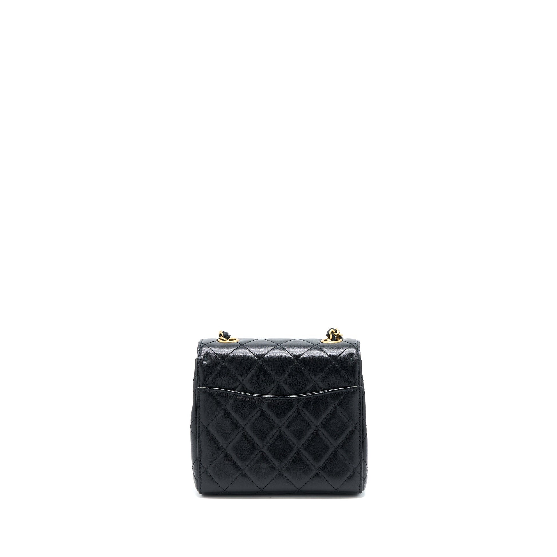 Chanel 22K Retro Classic New Square Flap Black Shoulder Bag Ghw Microchip