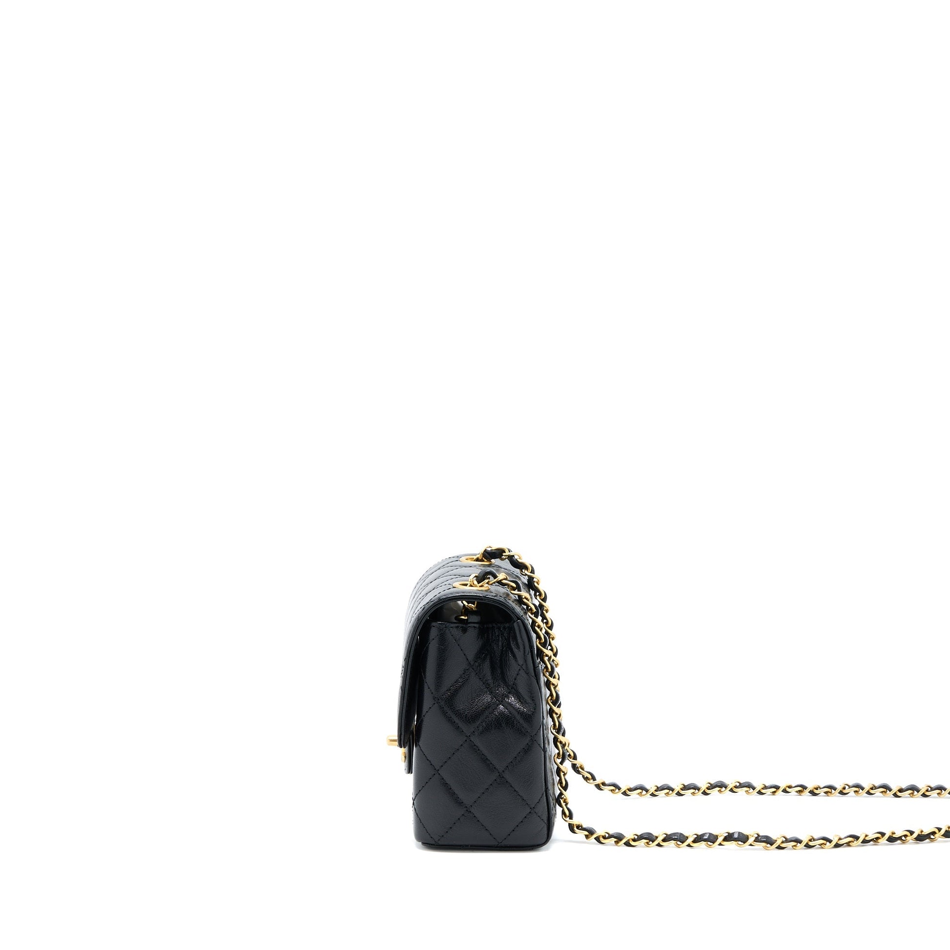 Chanel 22K Retro Classic New Square Flap Black Shoulder Bag Ghw Microchip