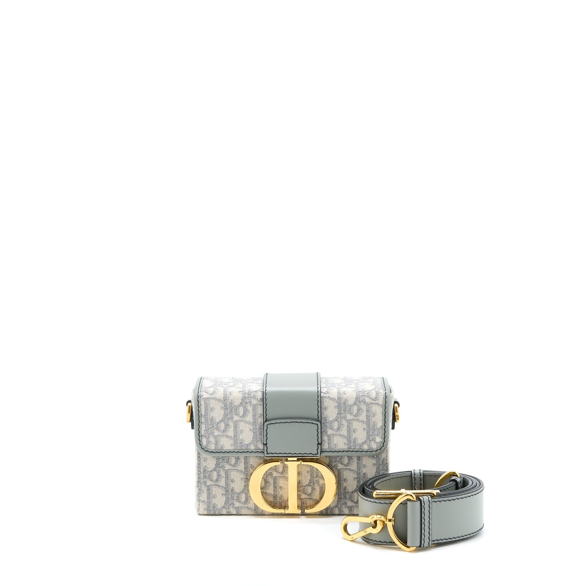 Dior Montaigne Box Purse Grey Oblique Jacquard Handbag Mini Travel Bag