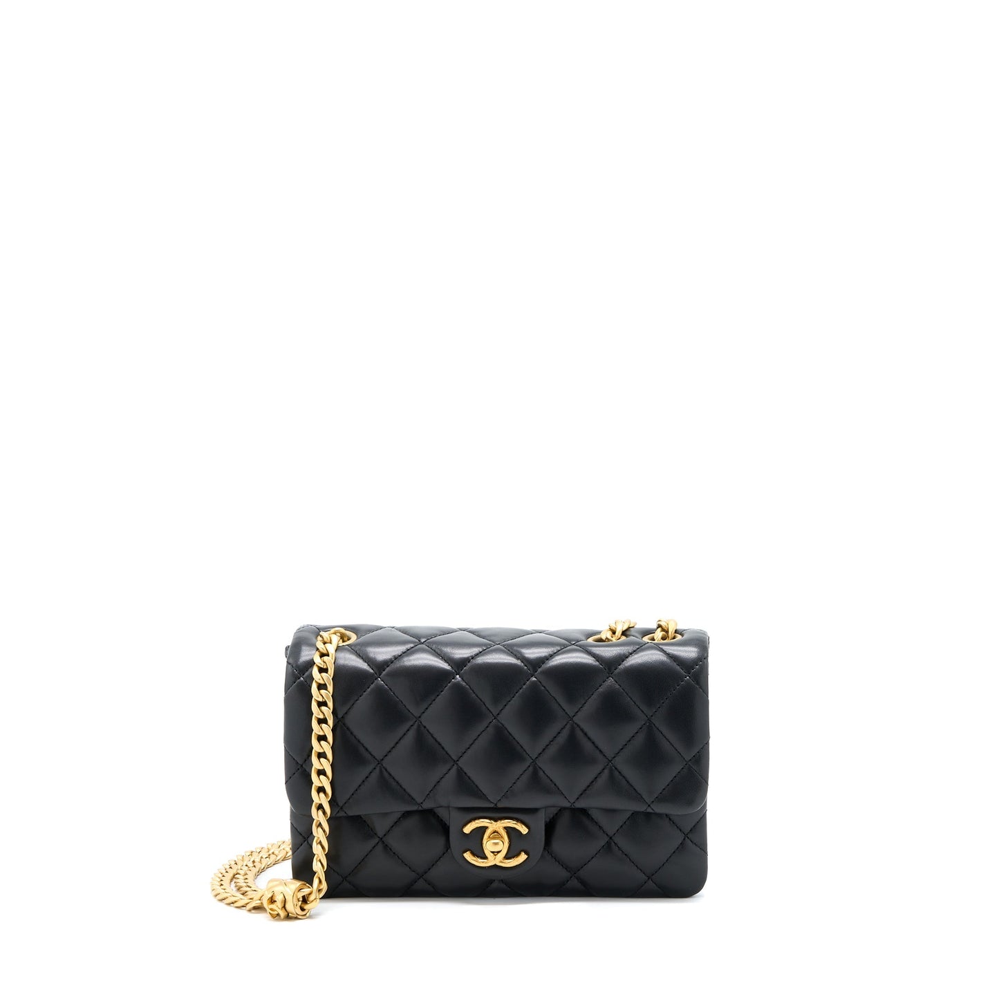 Chanel 22K Pillar Adjustment Flap Lambskin GHW Black Gold Shoulder Bag