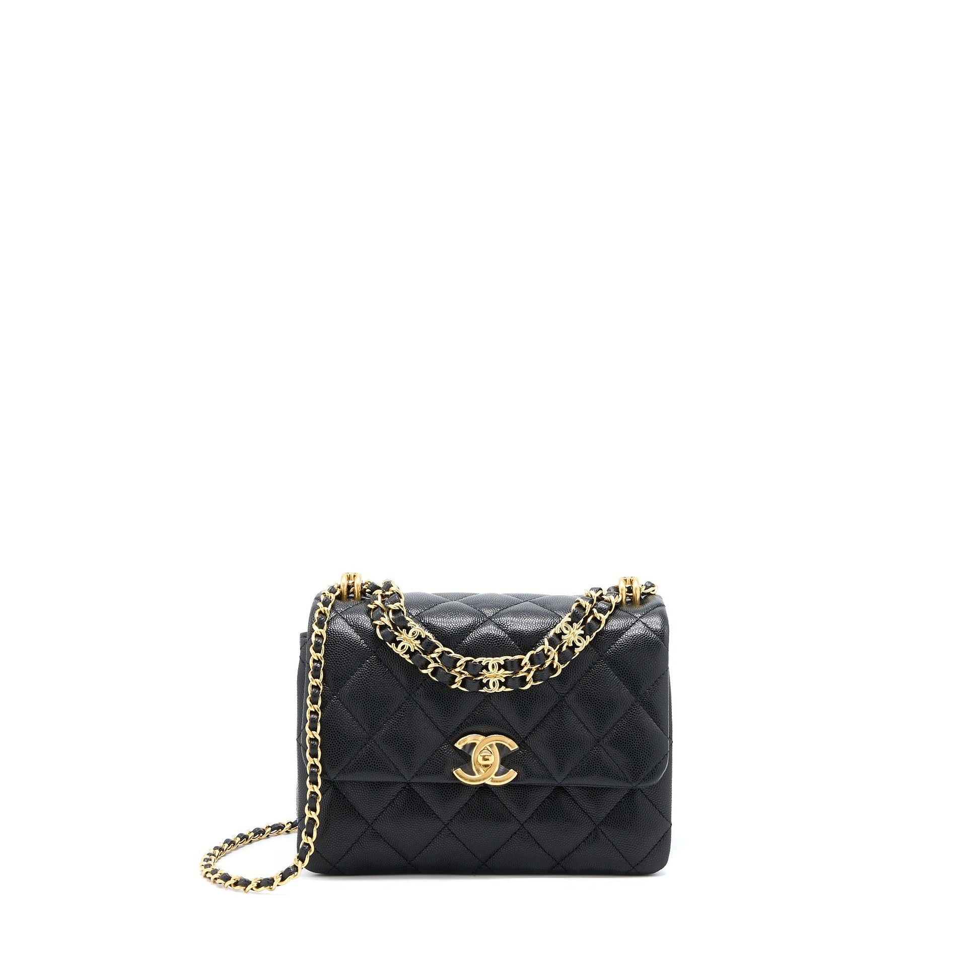 Chanel 22K Coco Flap Grained Calfskin GHW Black Shoulder Bag