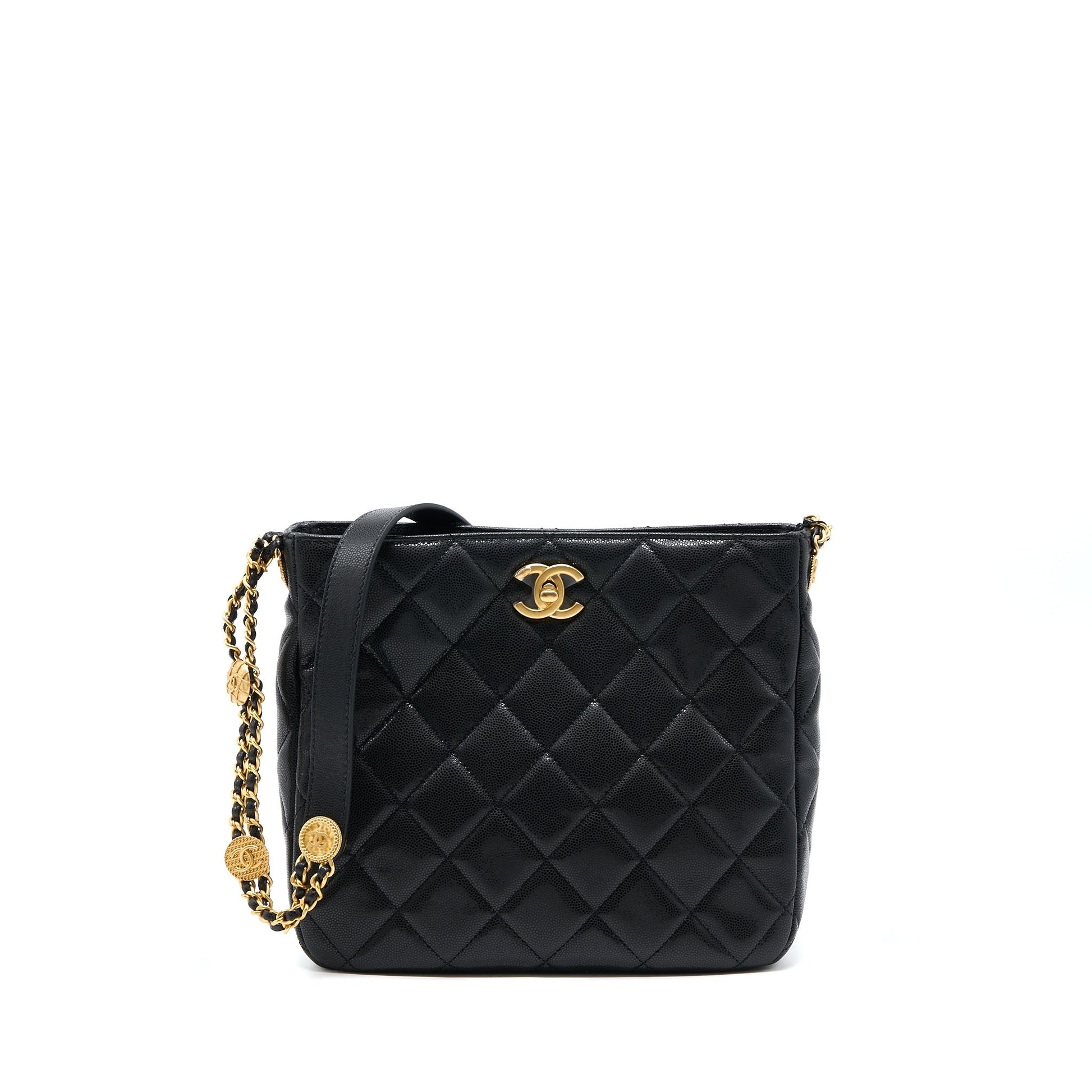 Chanel 22A Twist Your Buttons Hobo Caviar Black Shoulder Bag Microchip 1