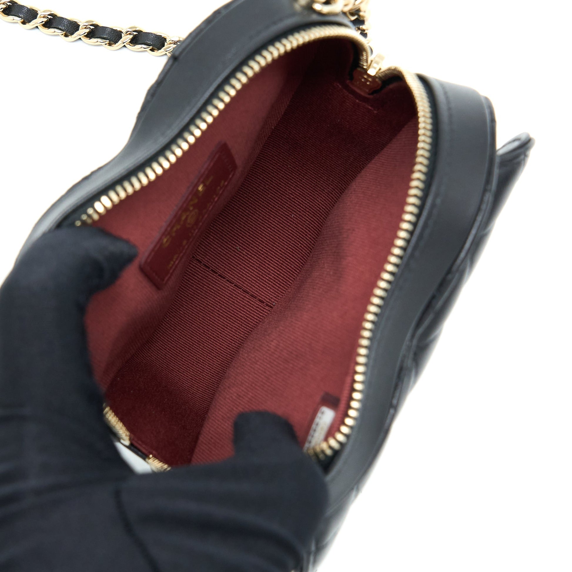 Chanel 22S Heart Lambskin LGHW Black Small Handbag Lghw 6