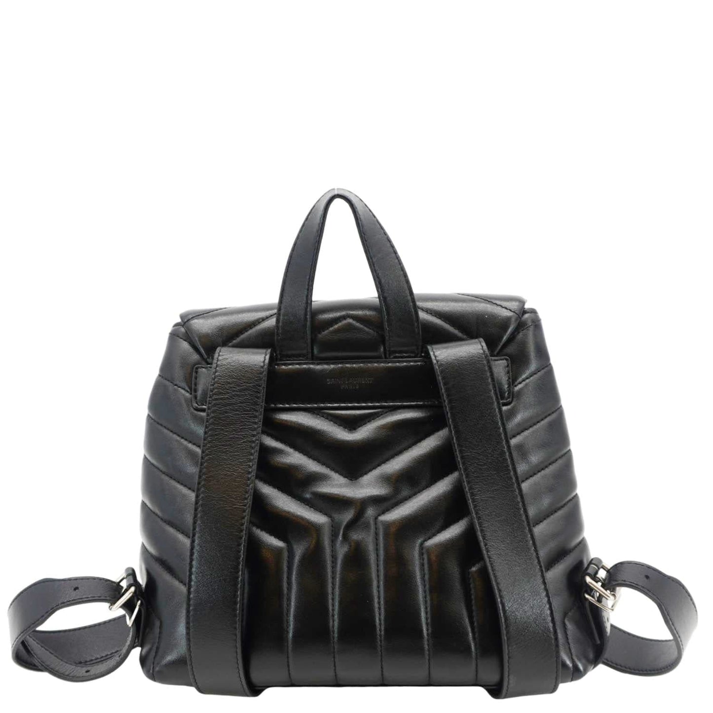 YSL Saint Laurent Yves Loulou Calfskin Backpack Monogram Quilted Black