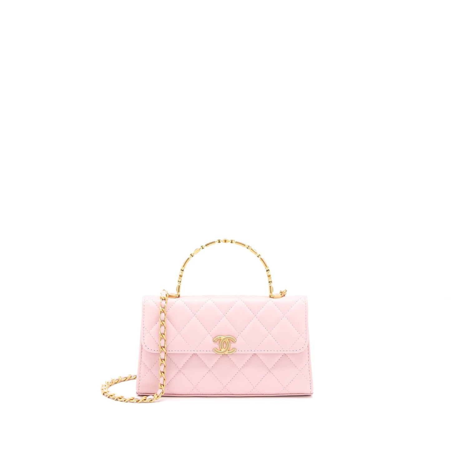Chanel 22B Flap Enamel CC Logo Top Pink Shoulder Bag