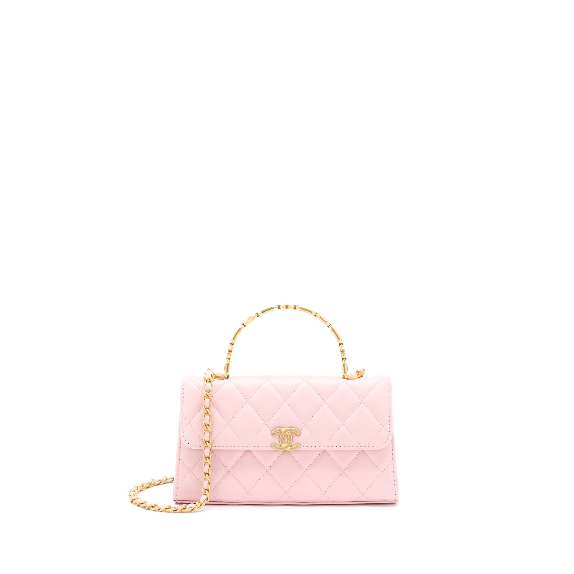 Chanel 22B Flap Enamel CC Logo Top Pink Shoulder Bag
