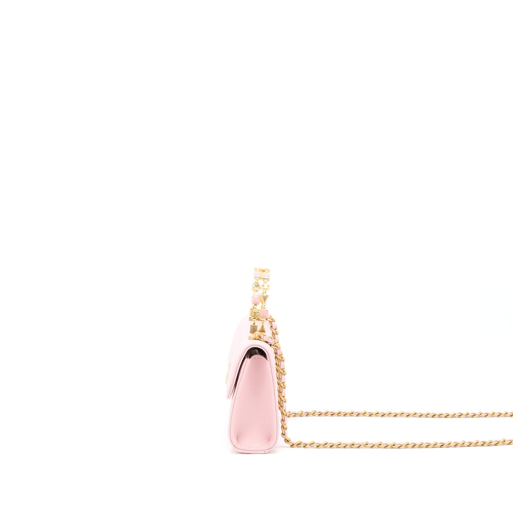 Chanel 22B Flap Enamel CC Logo Top Pink Shoulder Bag