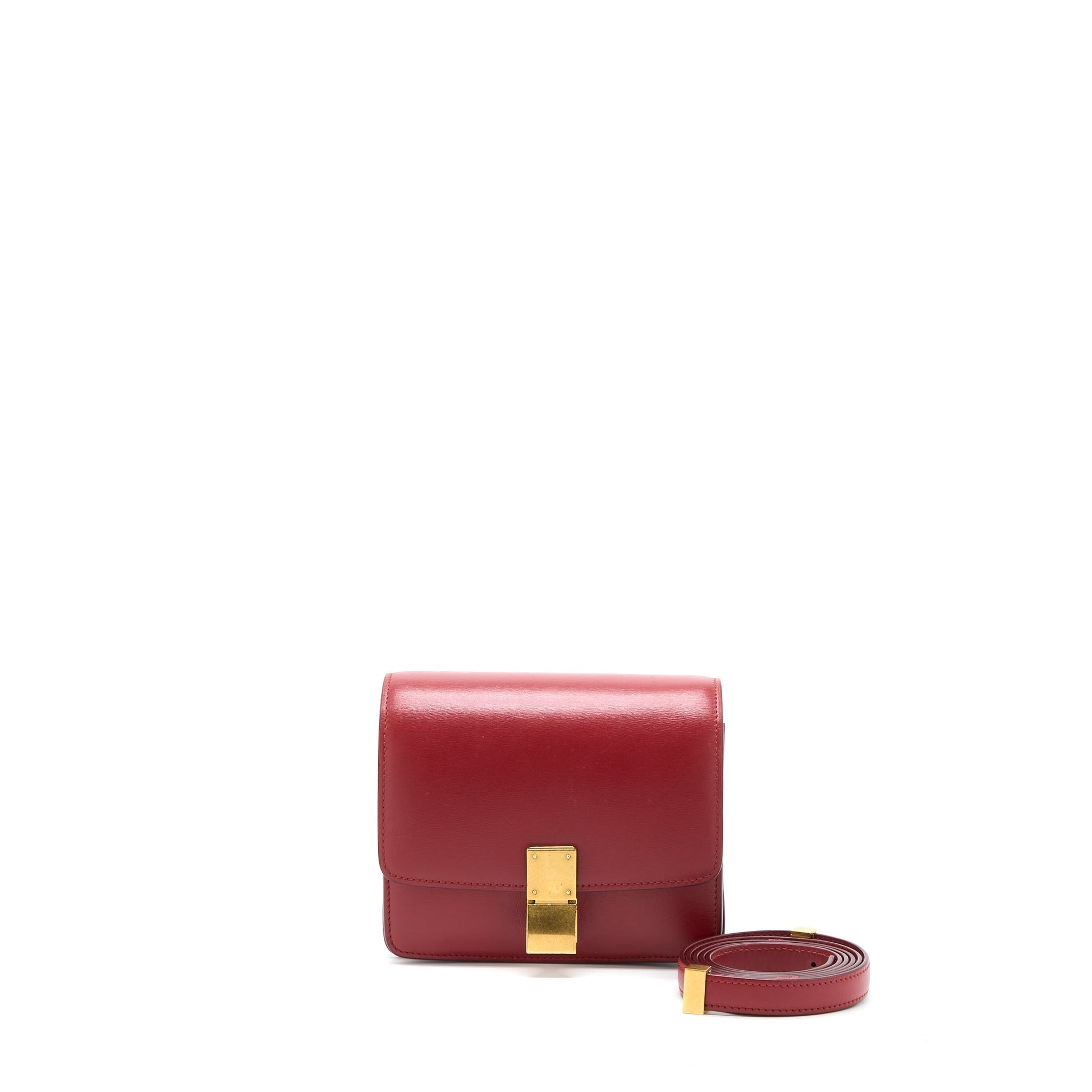 Celine Box Calfskin Handbag Red Mini Travel Bag