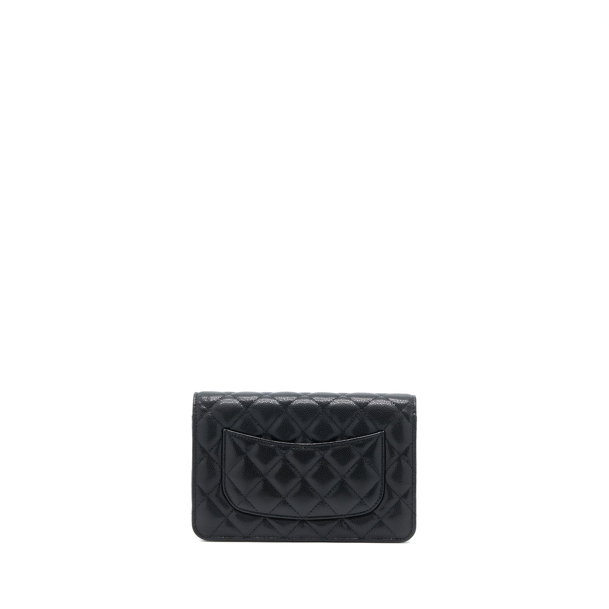 Chanel 22A Twist your button On Caviar Black Wallet Case