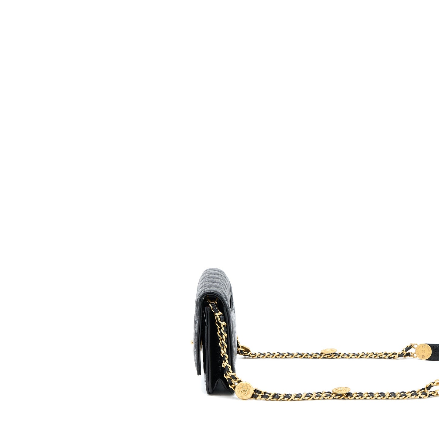 Chanel 22A Twist your button On Caviar Black Wallet Case