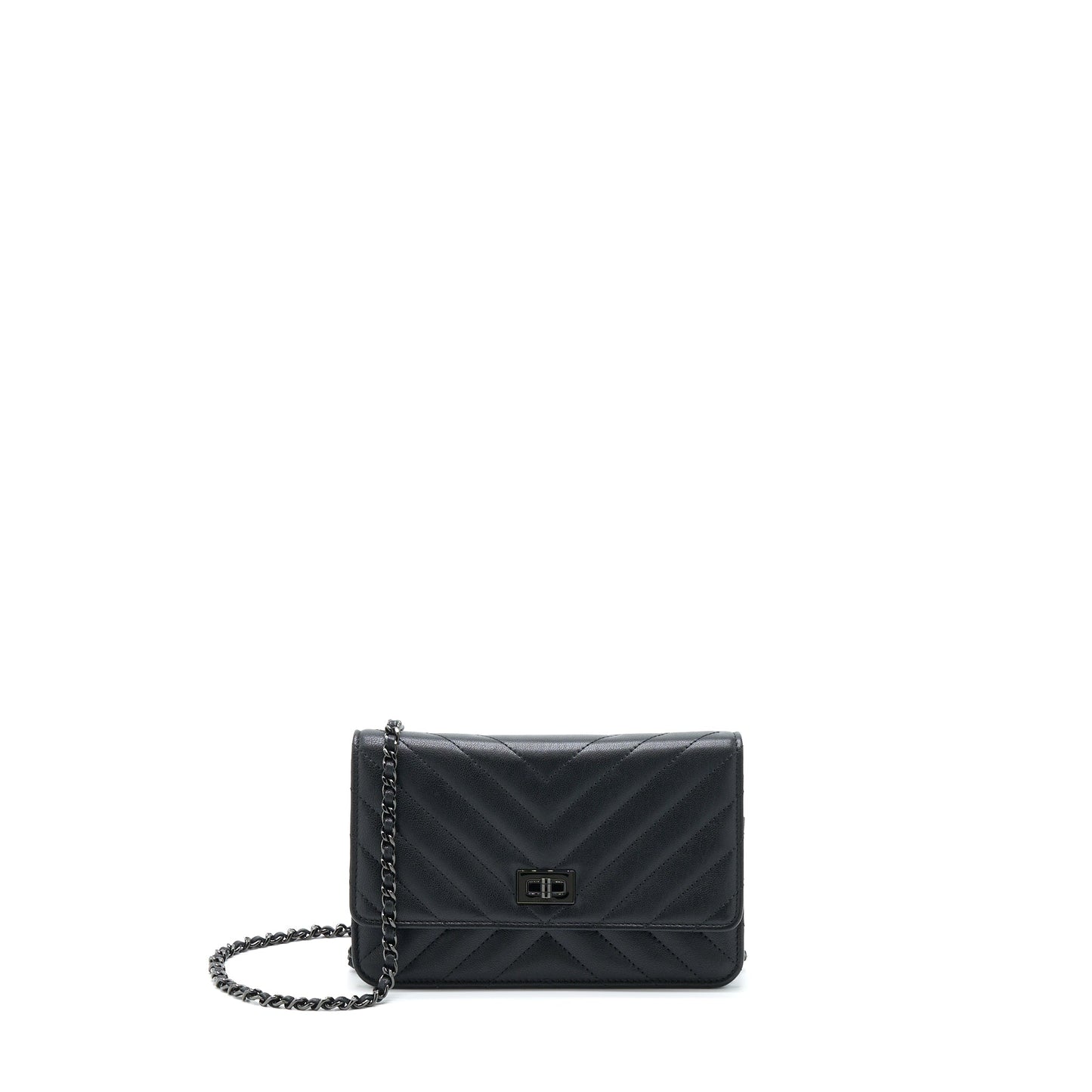 Chanel 2.55 So On Calfskin Hardware Black Wallet Case