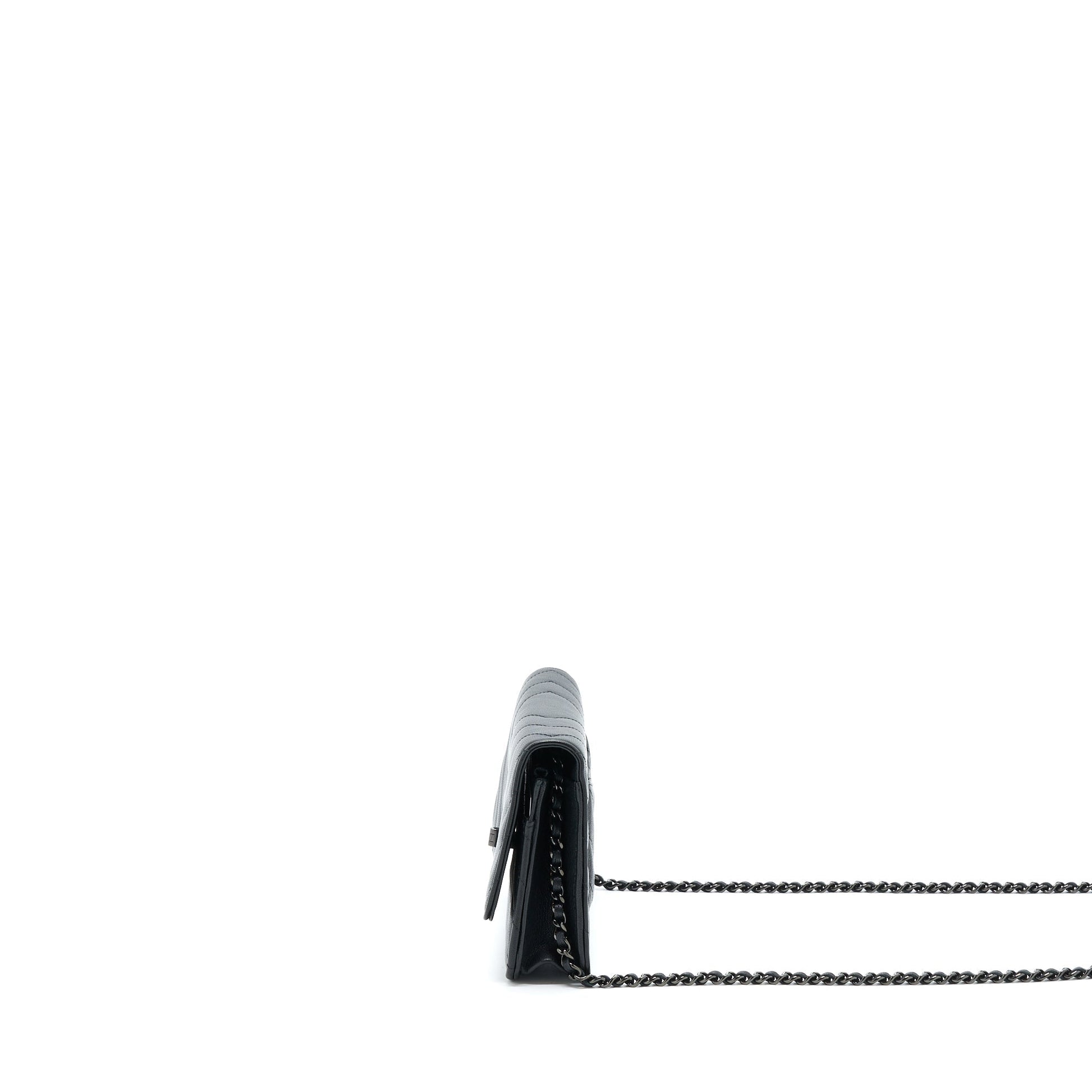Chanel 2.55 So On Calfskin Hardware Black Wallet Case