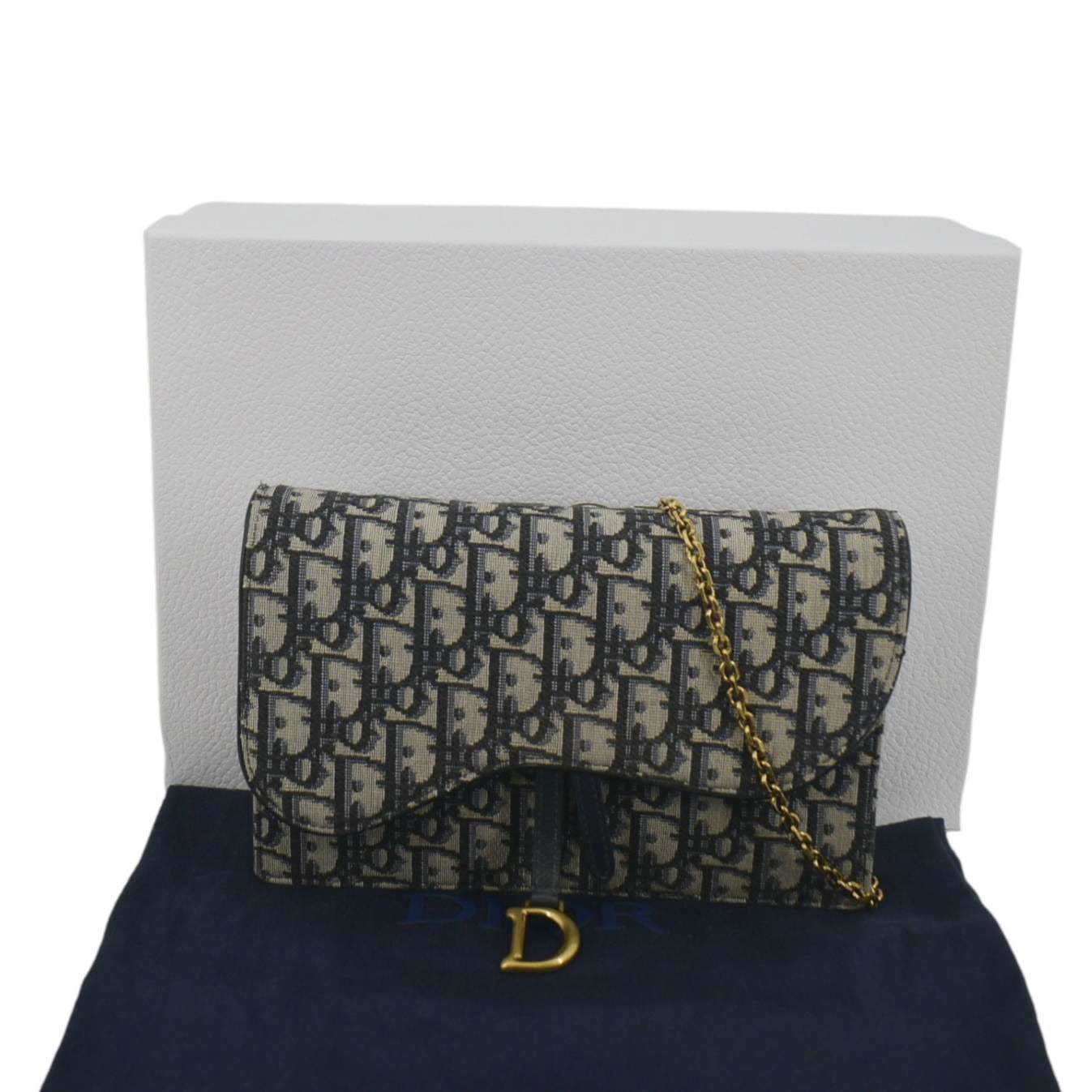 Dior Saddle Oblique Jacquard Pouch Crossbody Bag Navy Blue
