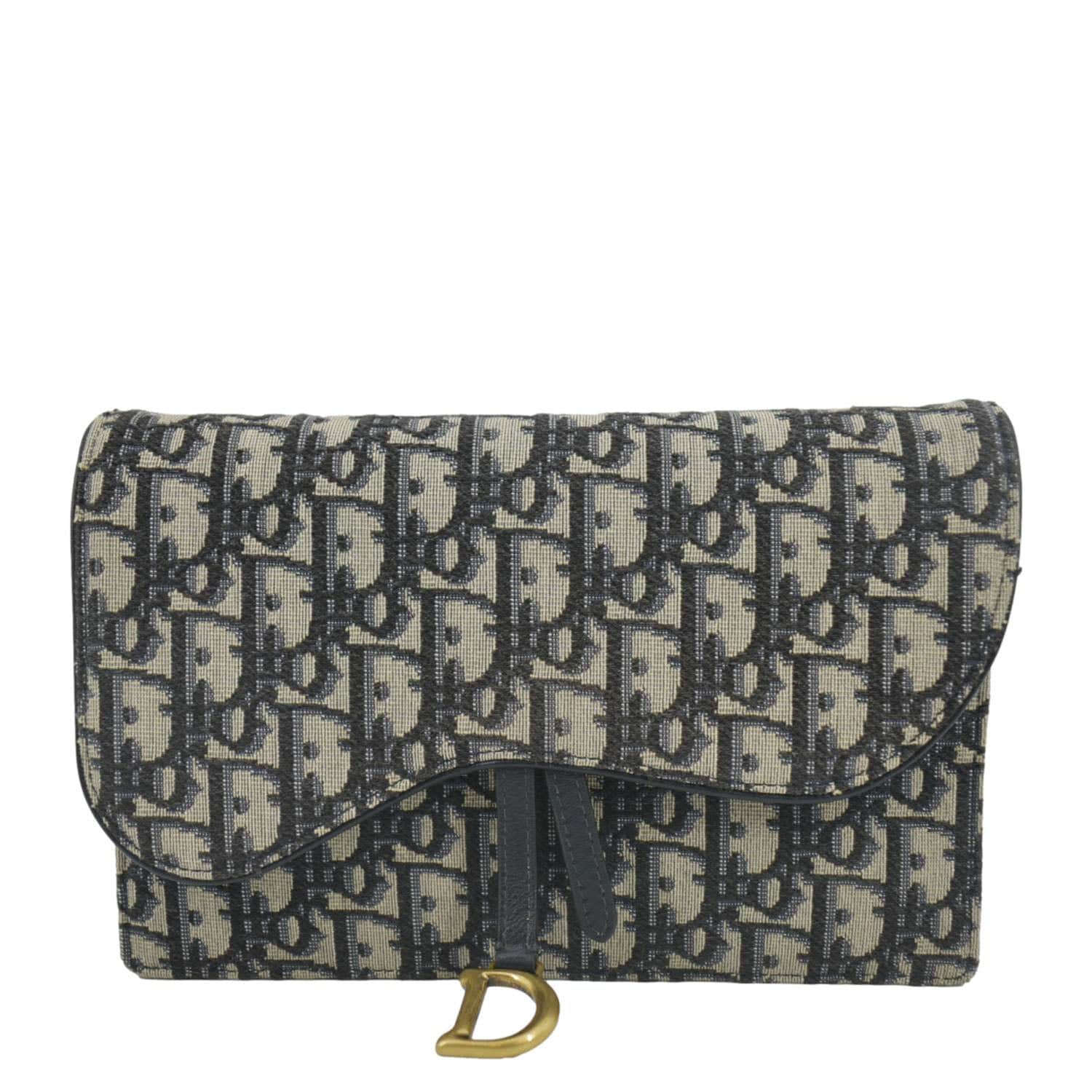 Dior Saddle Oblique Jacquard Pouch Crossbody Bag Blue Navy