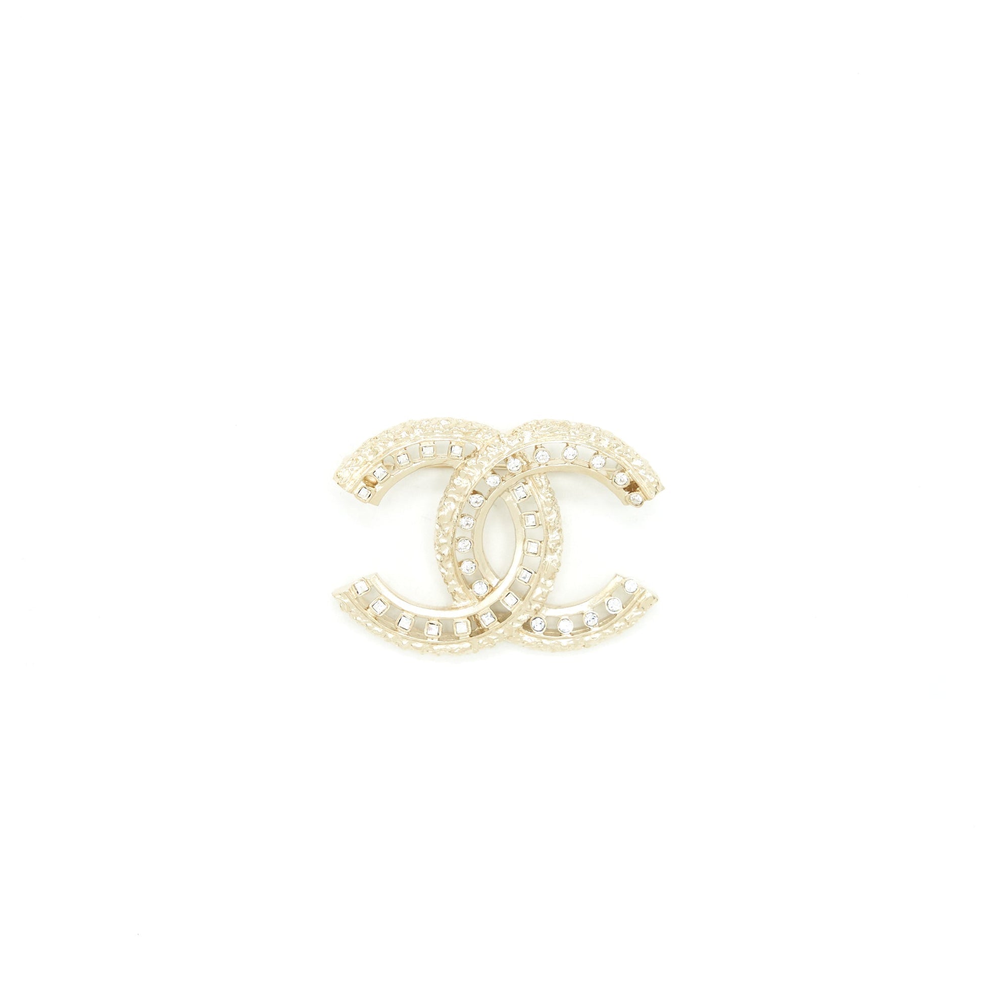 Chanel 22P CC Brooch Crystals Tone Gold Handbag