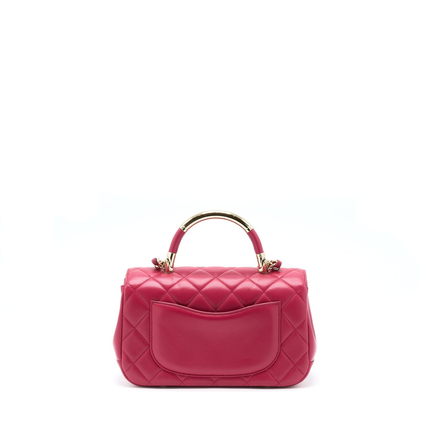 Chanel Top Handle Flap Lambskin GHW Pink Crossbody Bag
