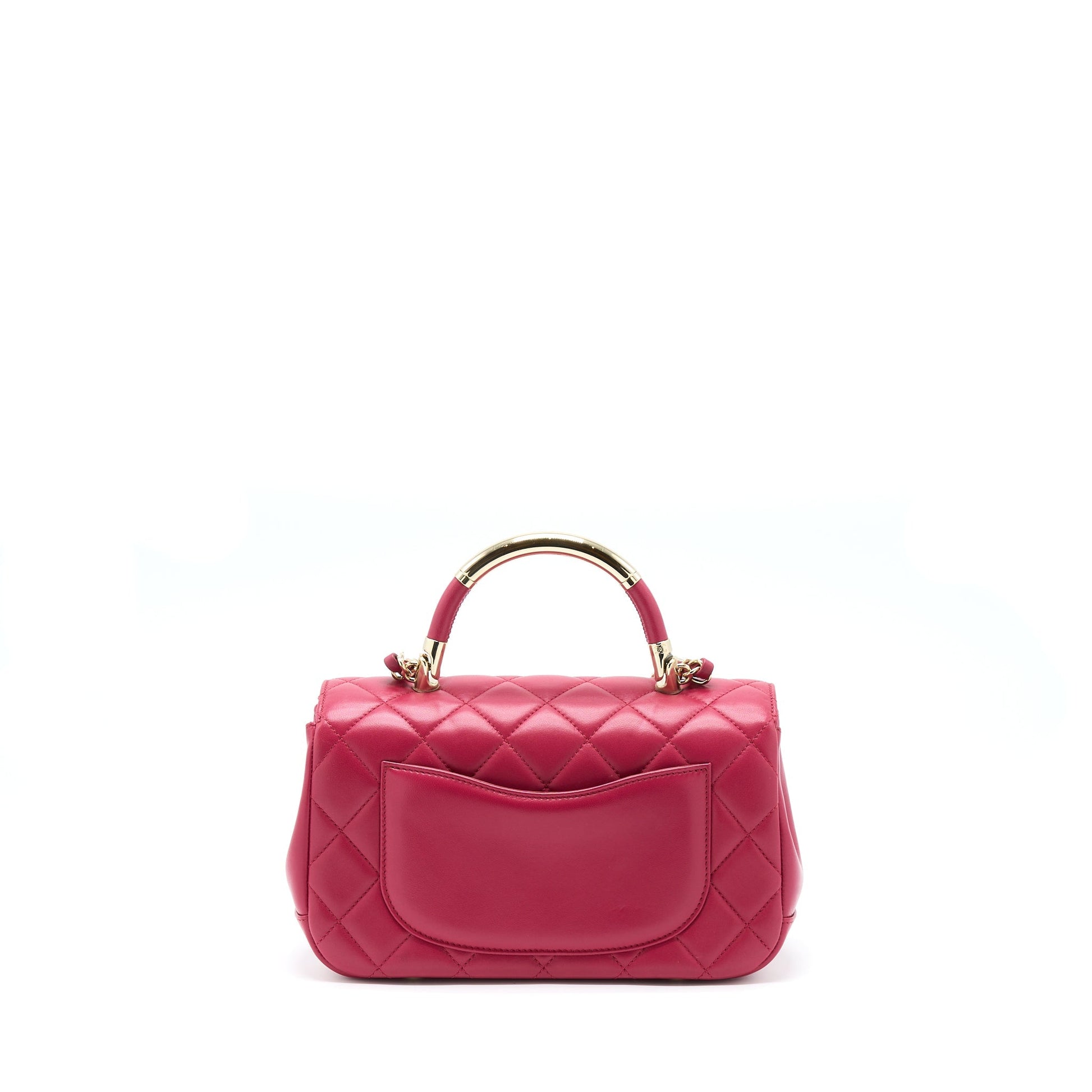 Chanel Top Handle Flap Lambskin GHW Pink Crossbody Bag