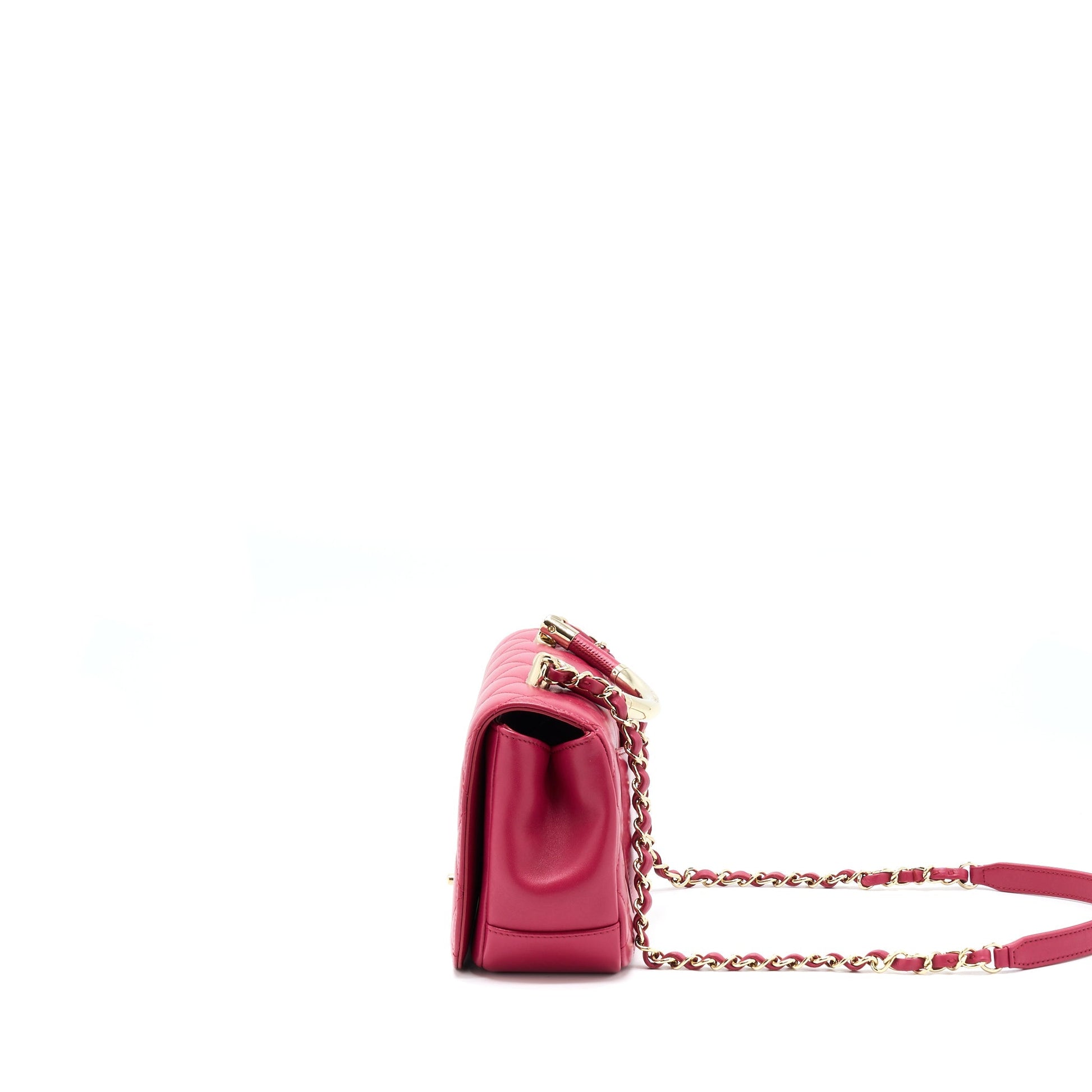 Chanel Top Handle Flap Lambskin GHW Pink Crossbody Bag