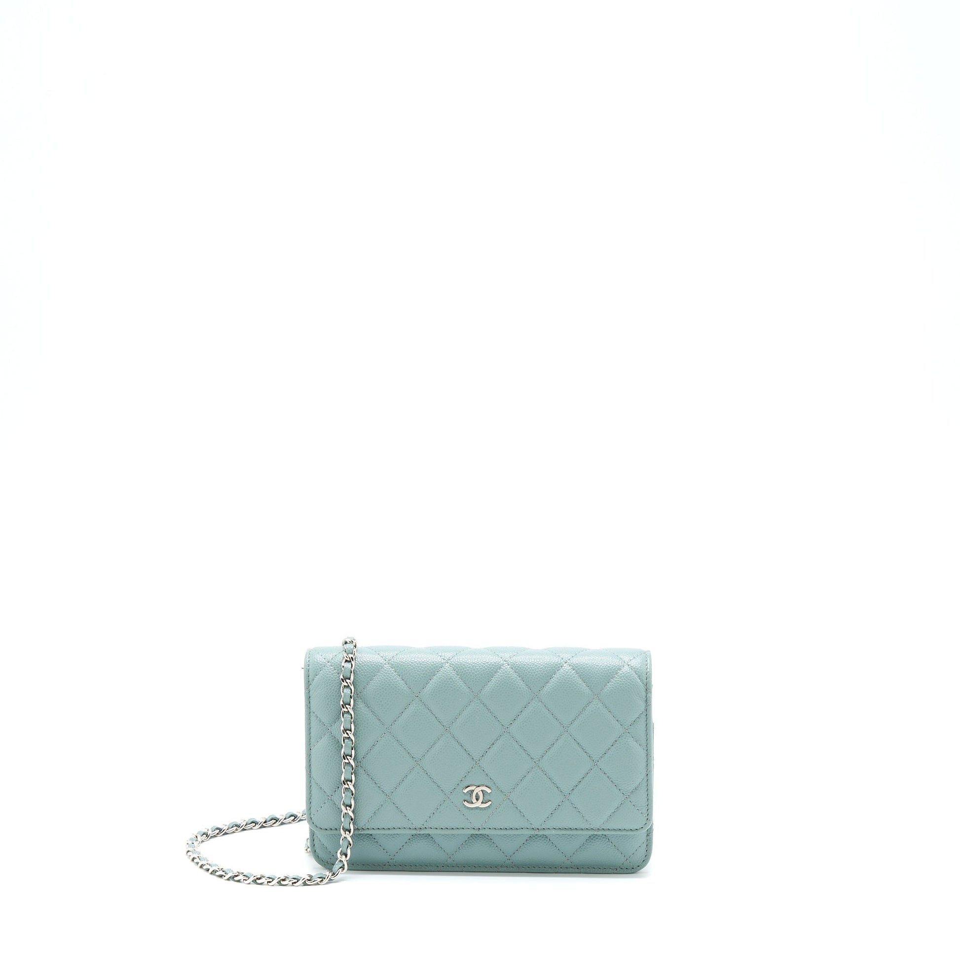 Chanel On Caviar Light SHW Blue Wallet Case