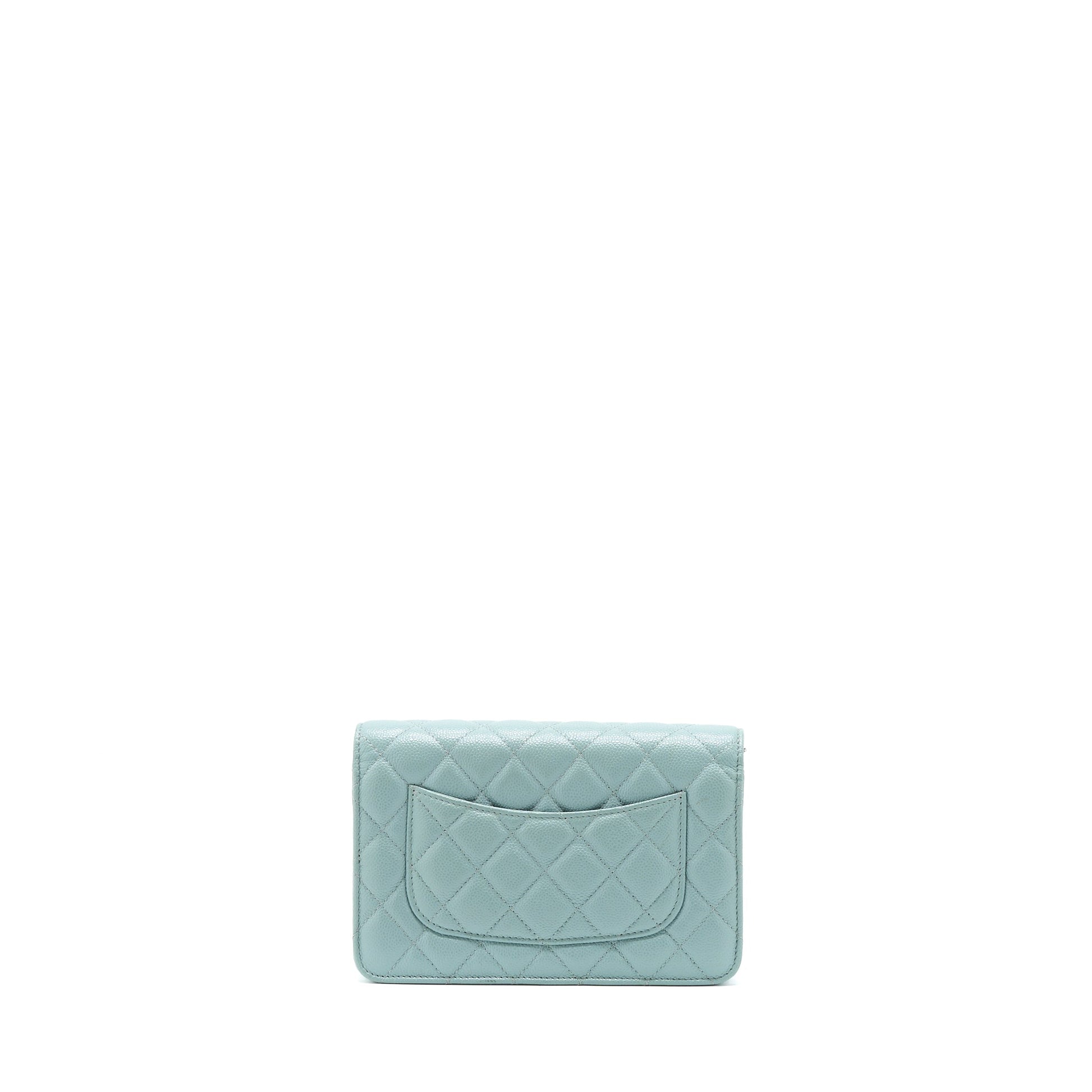 Chanel On Caviar Light SHW Blue Wallet Case