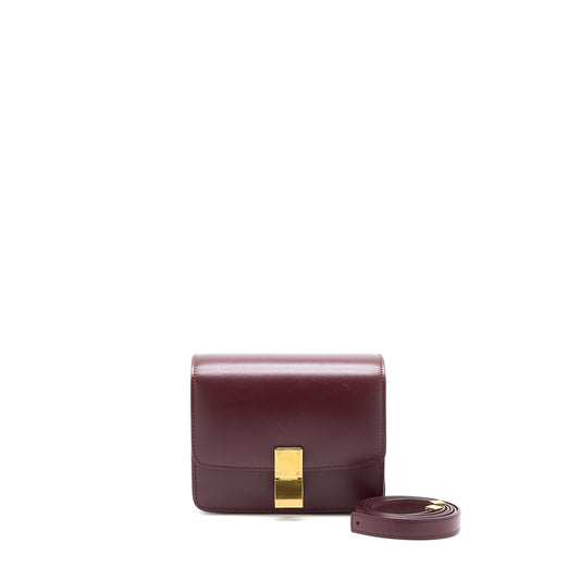 Celine Box Calfskin Burgundy Handbag Mini Travel Bag