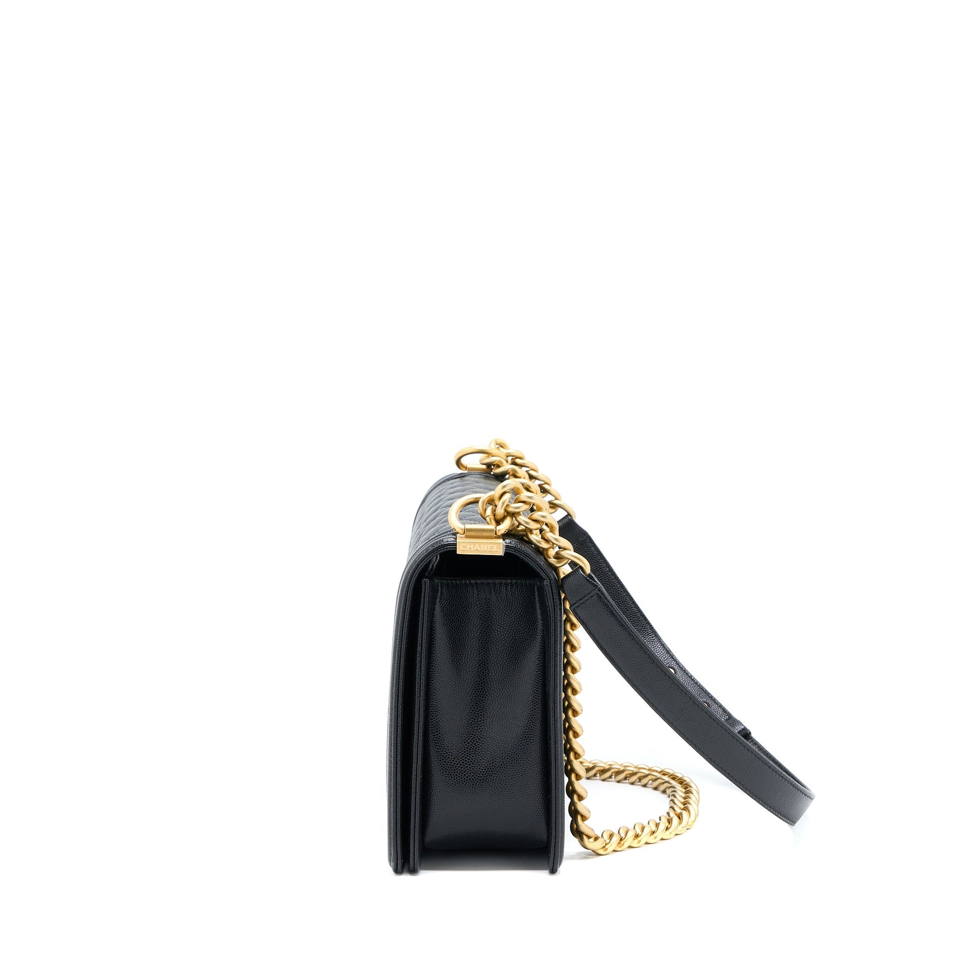 Chanel Boy 28cm Caviar Brushed GHW Black Handbag