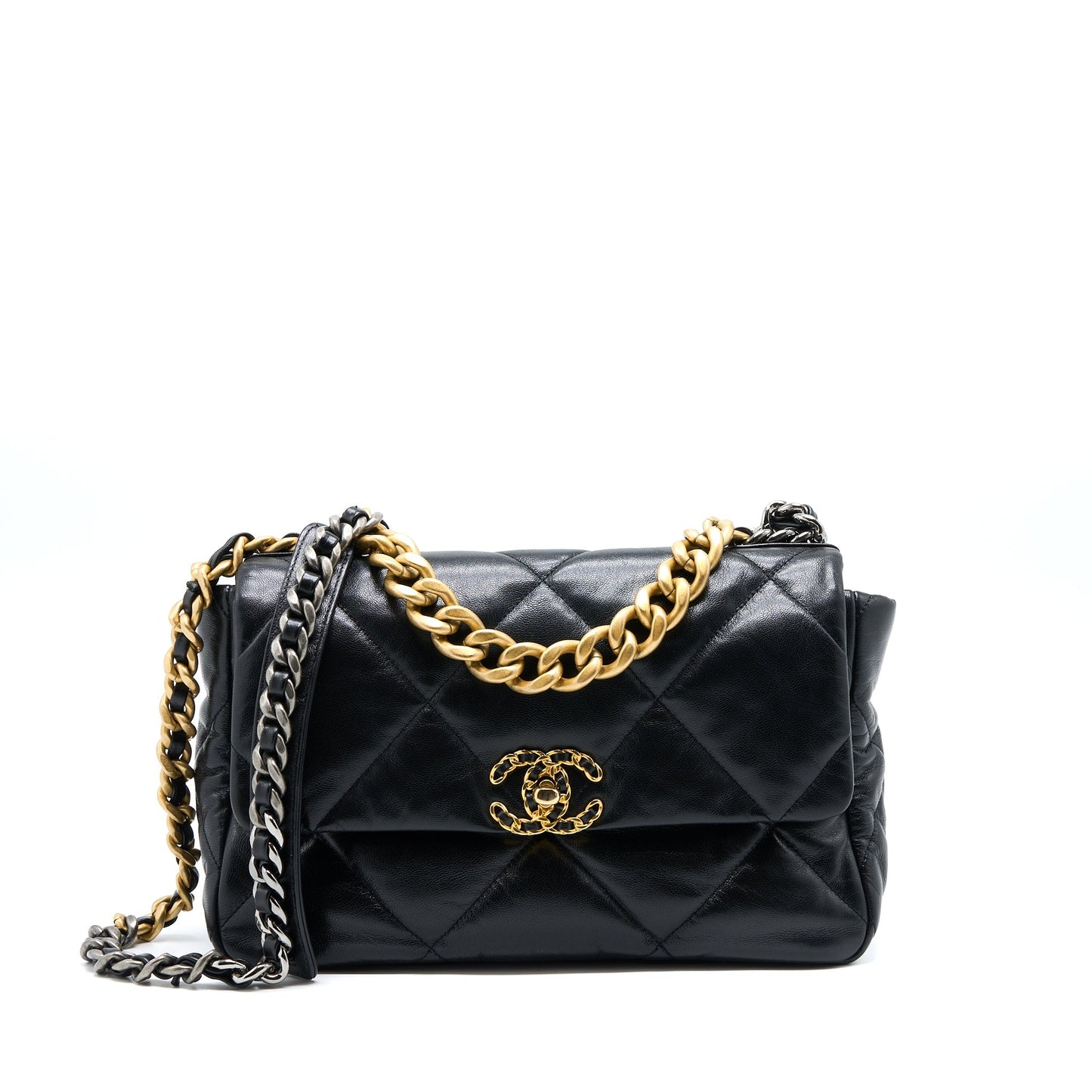 Chanel 19 Goatskin Hardware Multicolour Black Handbag Multicolour Hardware