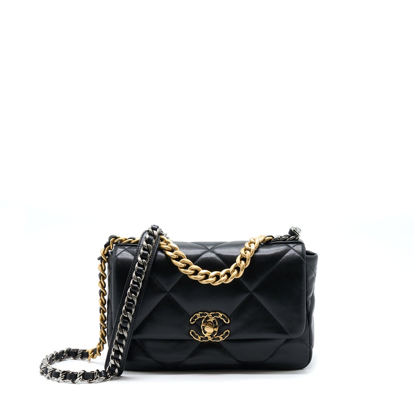 Chanel 19 Lambskin Hardware Microchip Multicolour Black Small Handbag 4