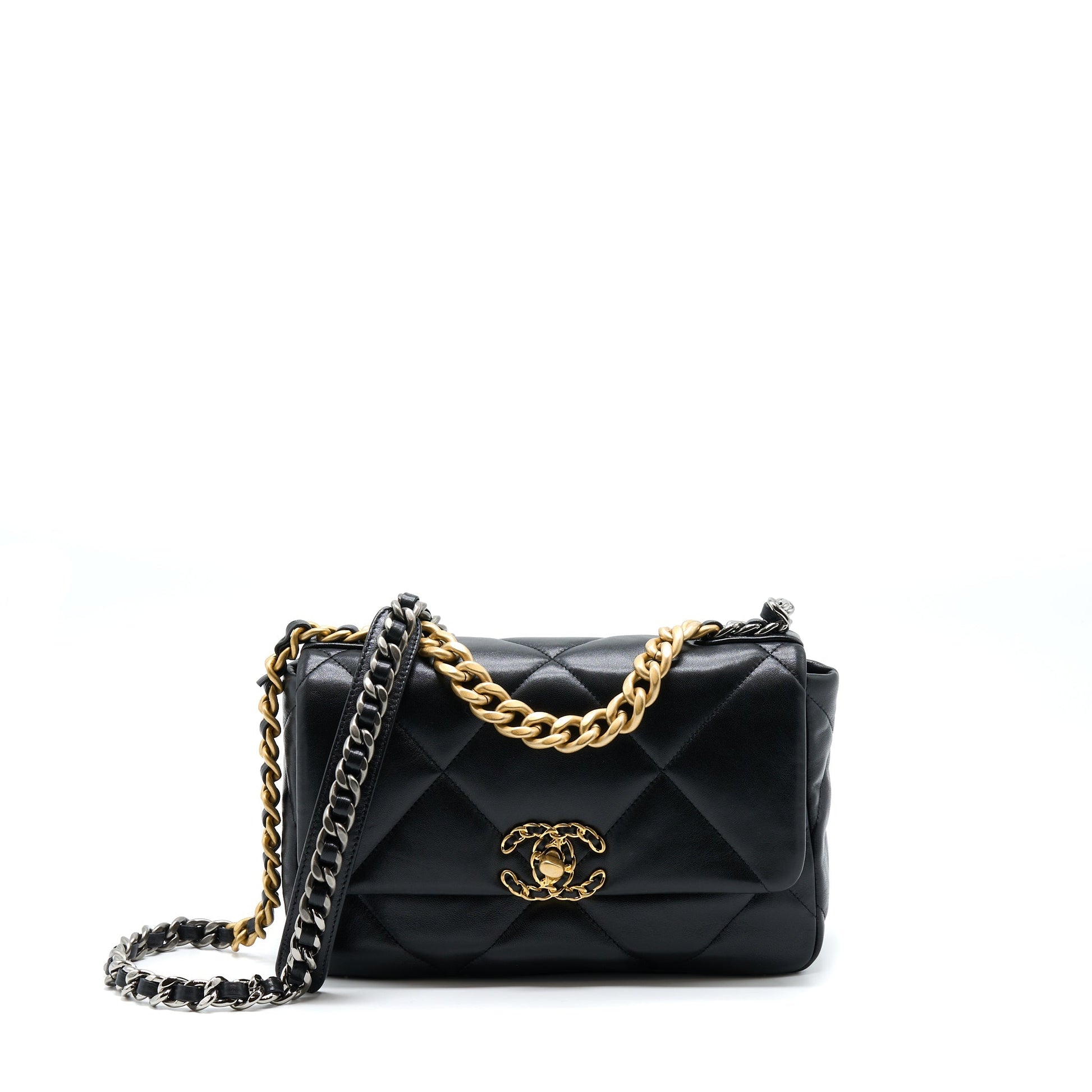 Chanel 19 Lambskin Hardware Microchip Multicolour Black Small Handbag 4