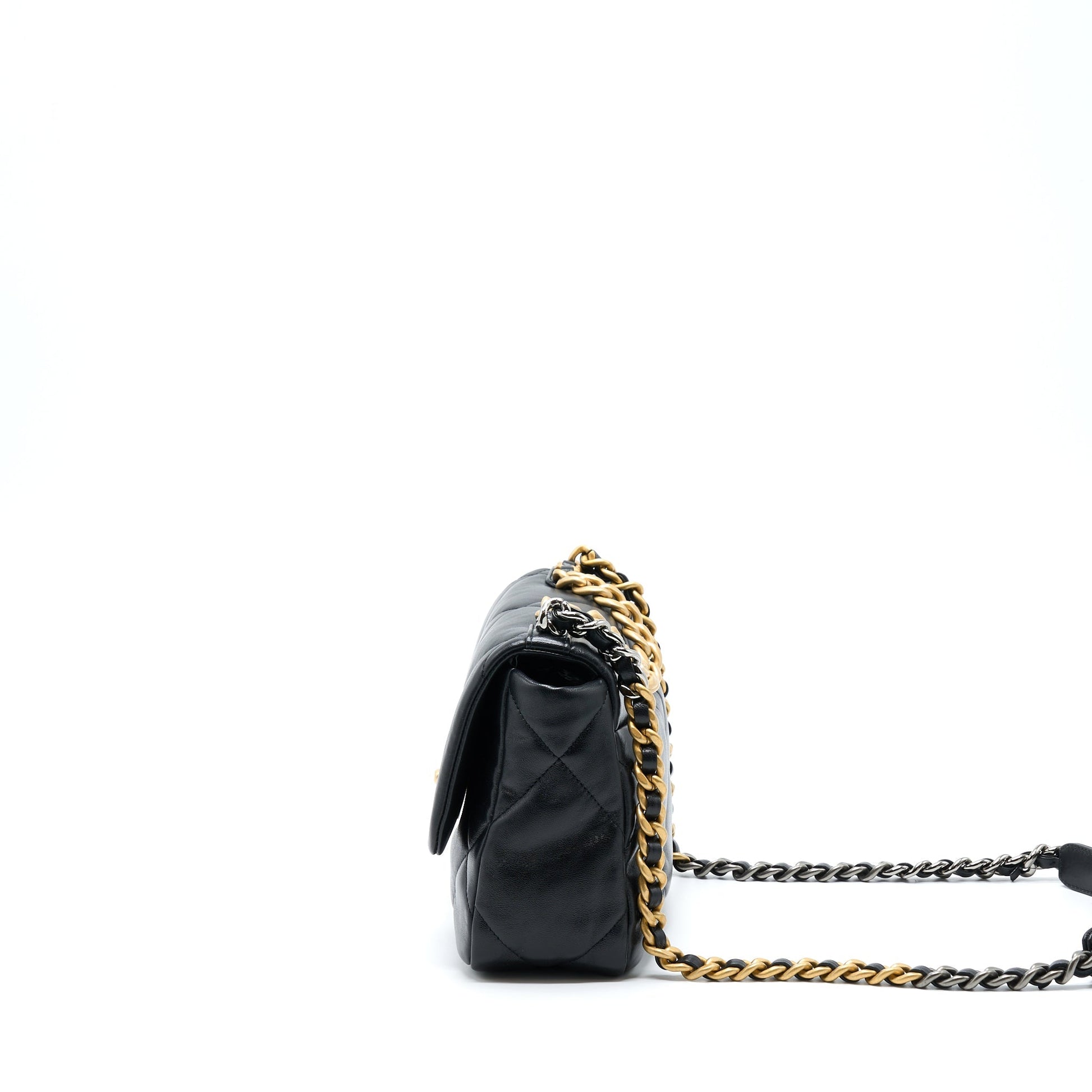 Chanel 19 Lambskin Hardware Microchip Multicolour Black Small Handbag 4