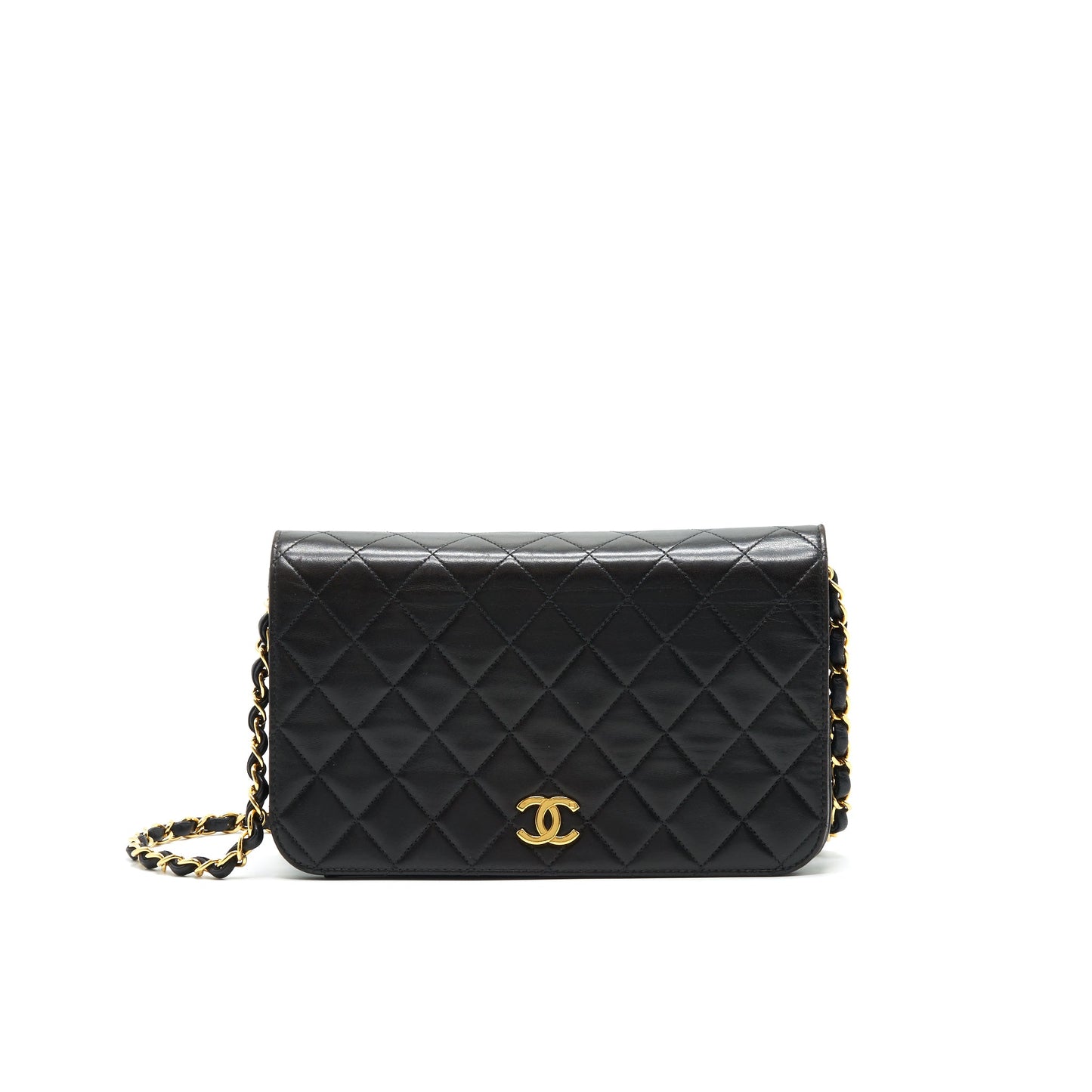 Chanel   Lambskin Flap Bag with Chain Black 24K GHW