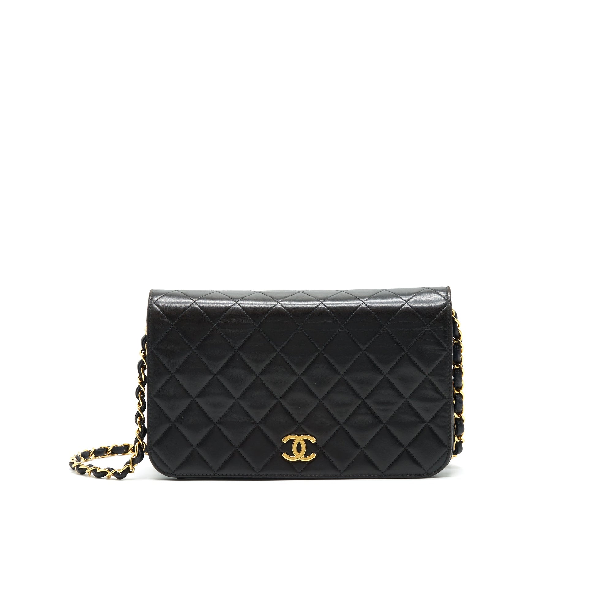 Chanel   Lambskin Flap Bag with Chain Black 24K GHW