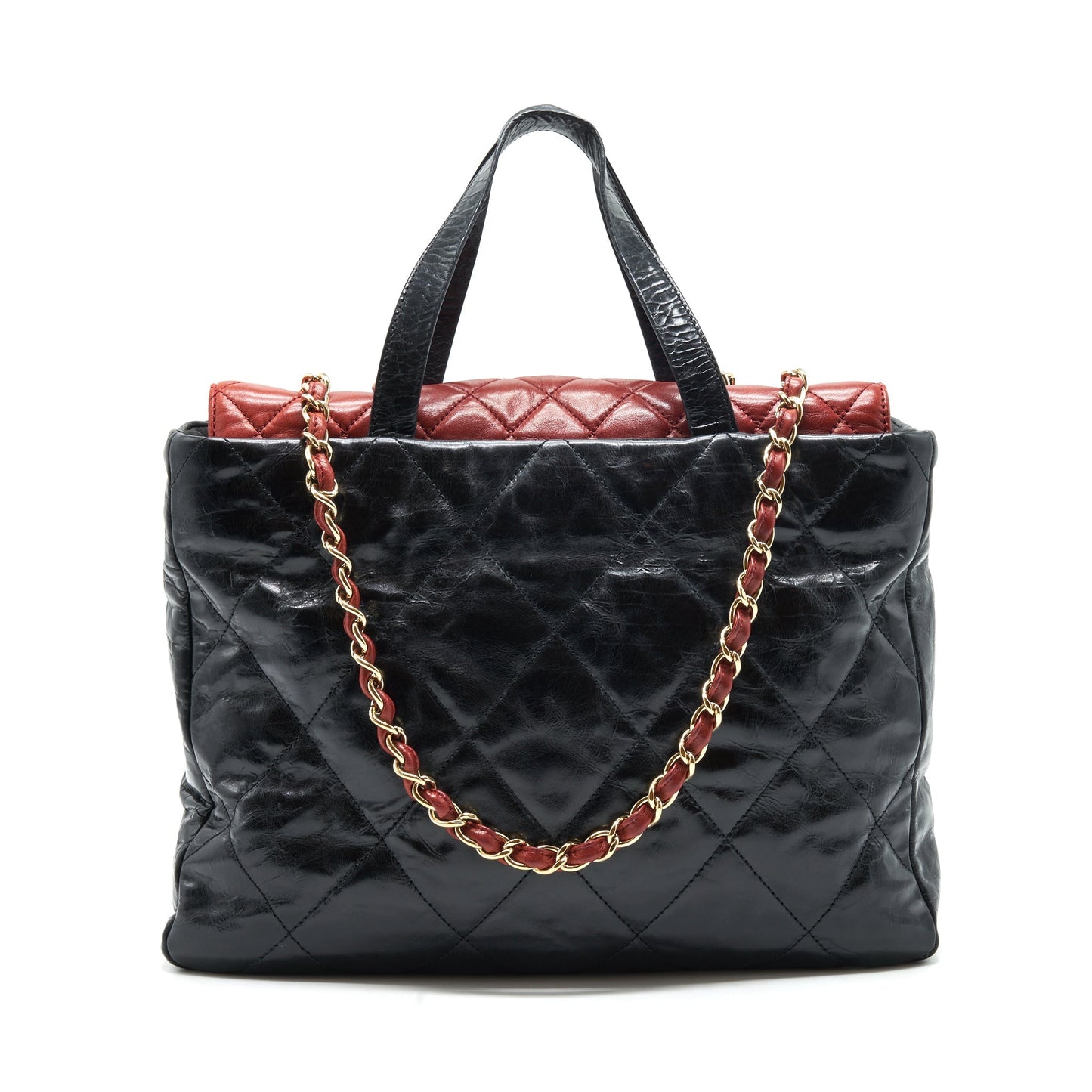 Chanel Calfskin GHW Black Red Tote Bag