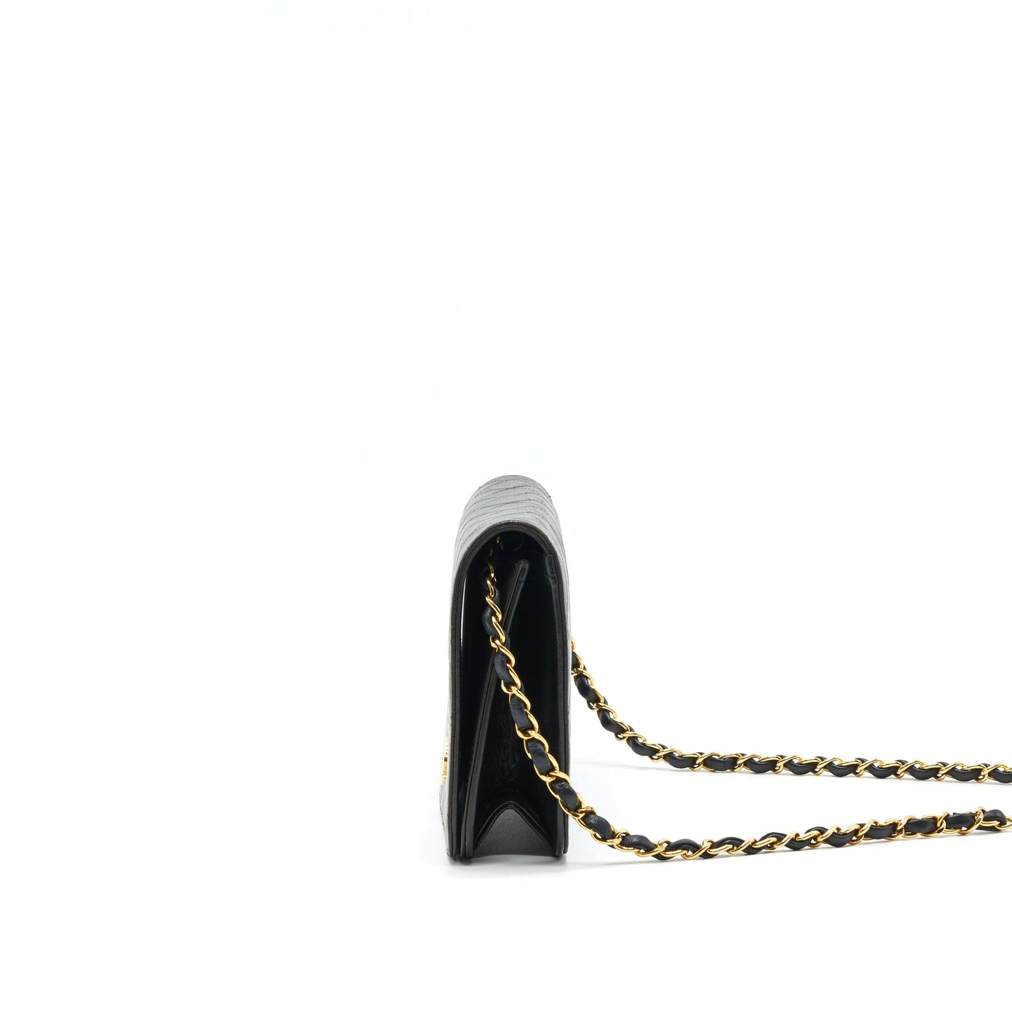 Chanel   Lambskin Flap Bag with Chain Black 24K GHW