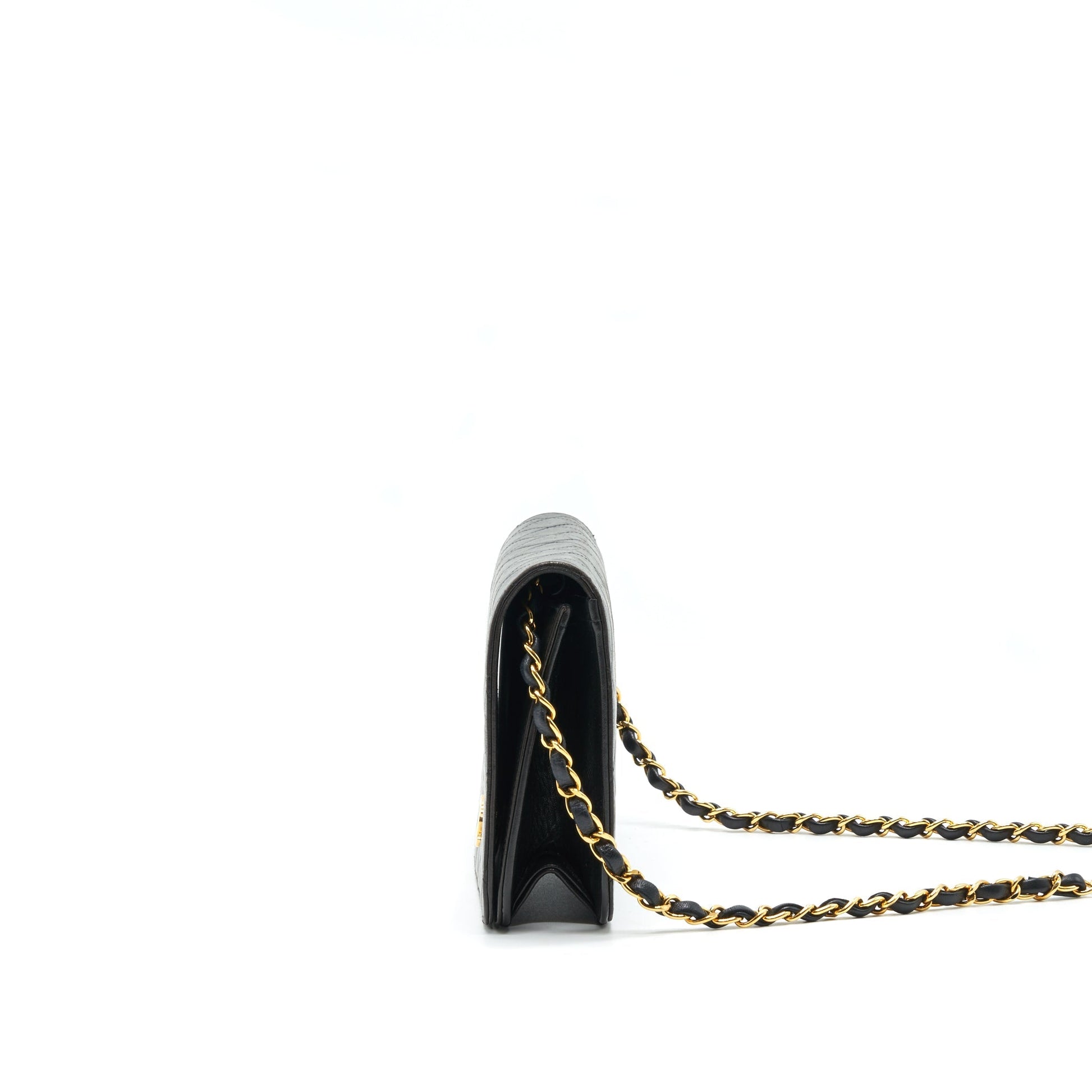 Chanel   Lambskin Flap Bag with Chain Black 24K GHW
