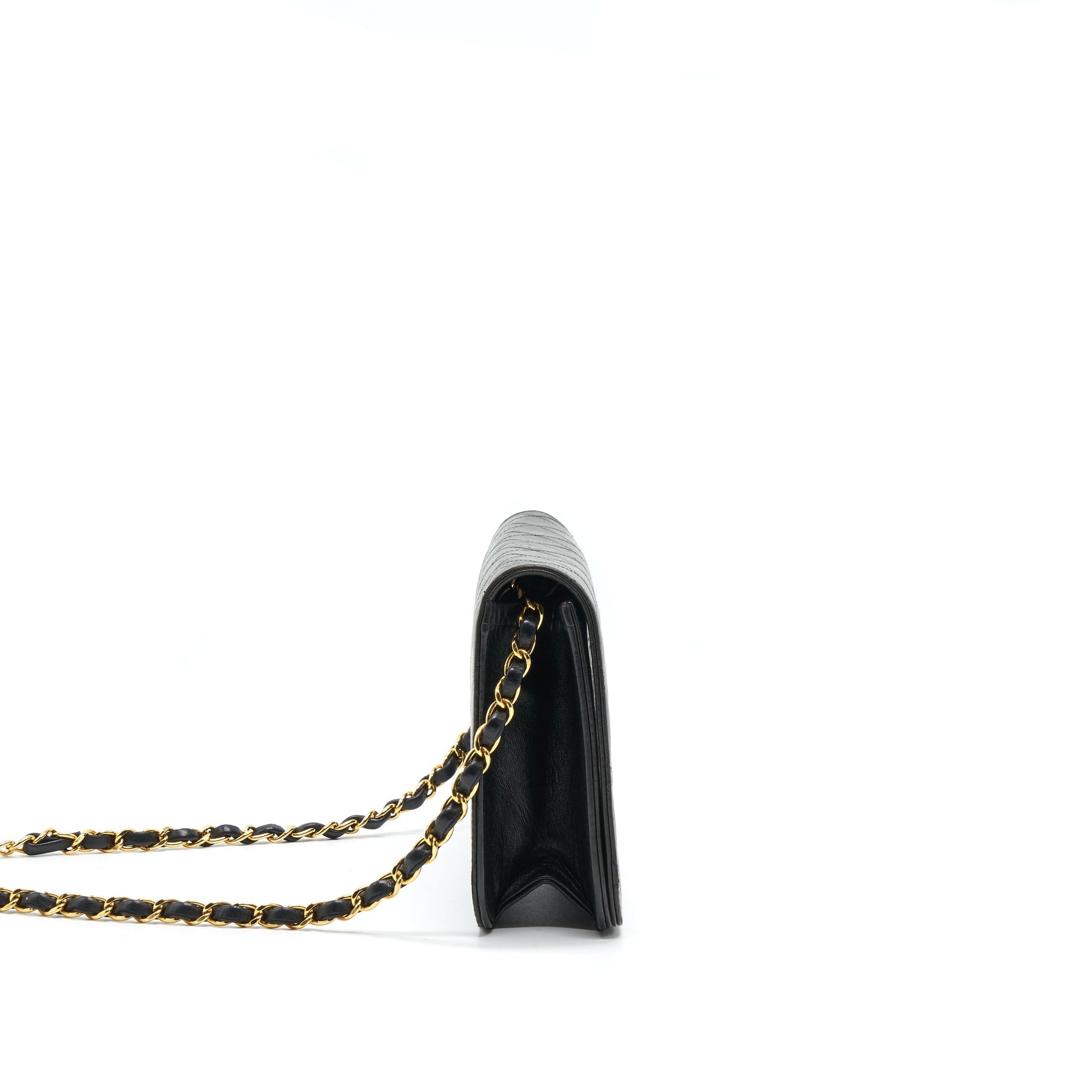 Chanel   Lambskin Flap Bag with Chain Black 24K GHW
