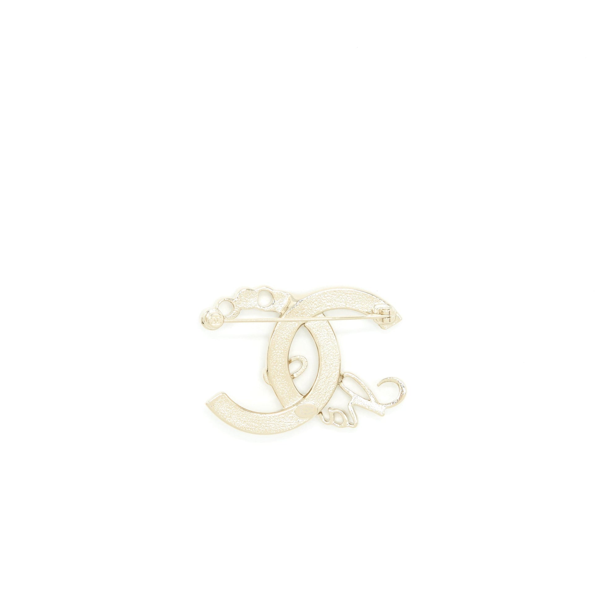 Chanel CC Letter Coco Brooch Light Tone Gold Handbag