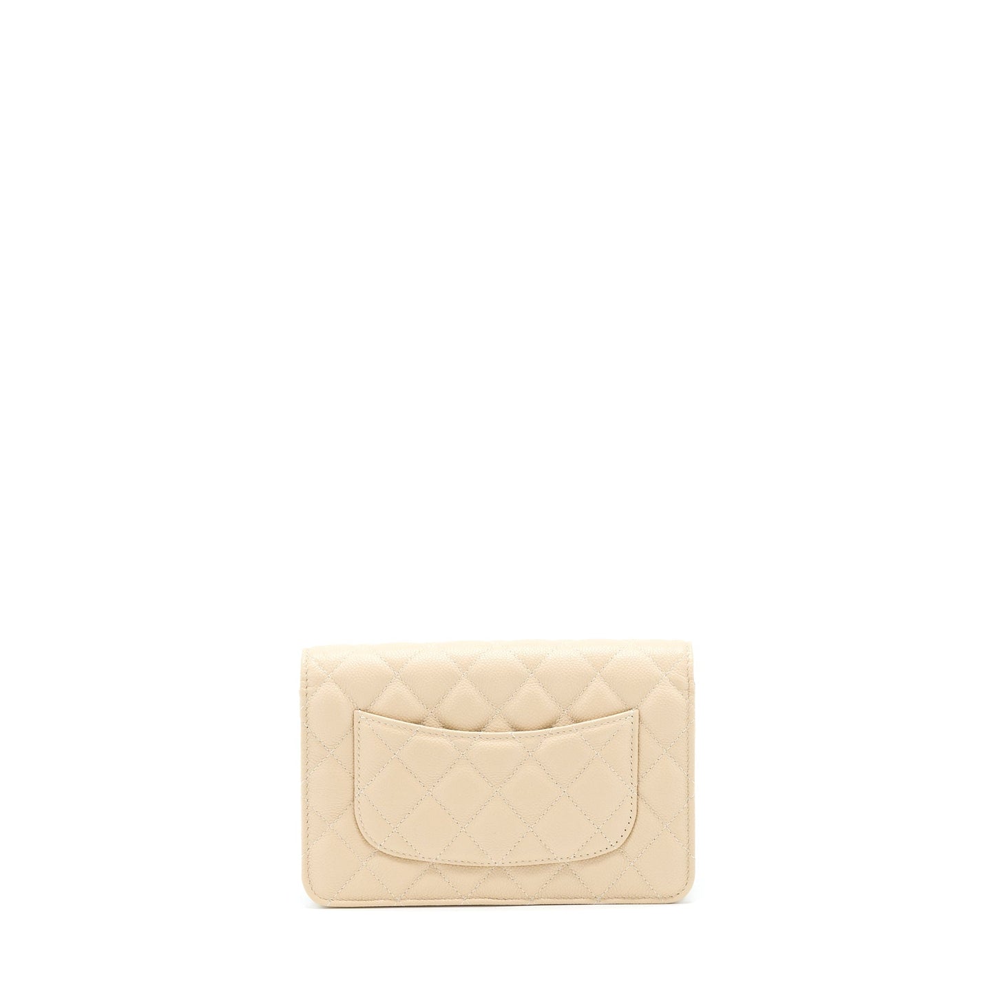 Chanel On Detailed Caviar LGHW Microchip Beige Wallet Case