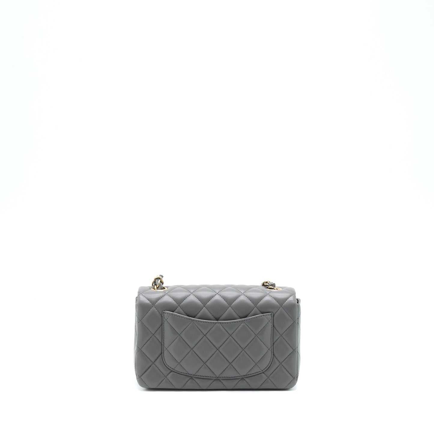 Chanel 22A Rectangular Flap Lambskin LGHW Microchip Grey Shoulder Bag
