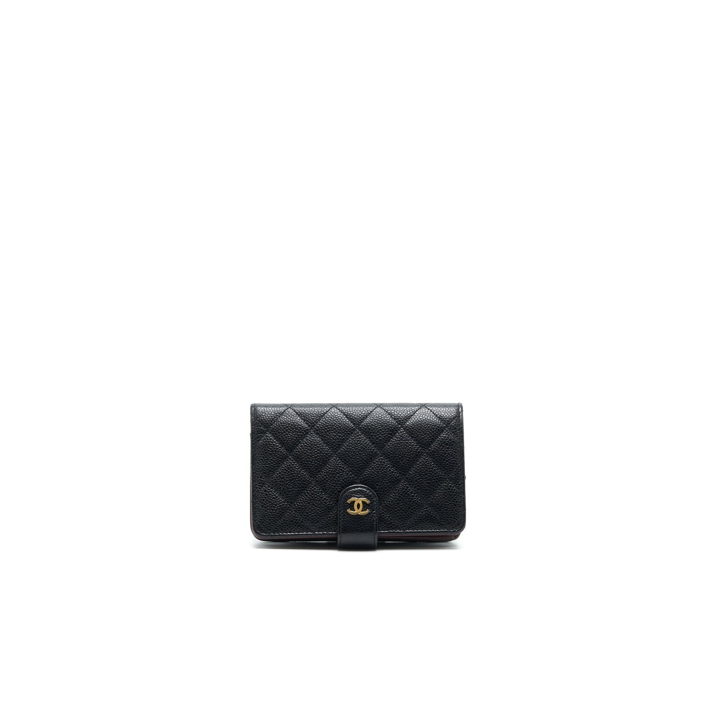 Chanel Quilted CC Bifold Caviar Wallet Black GHW