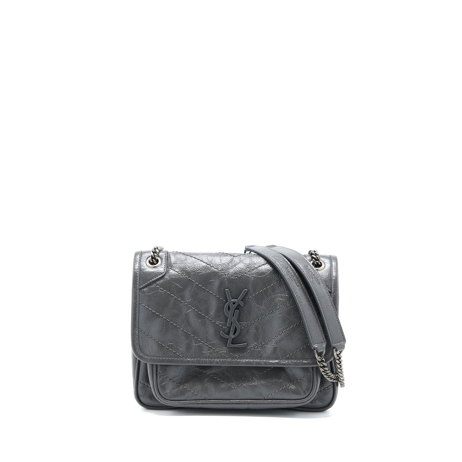 YSL Saint Laurent Niki Baby Dark Grey With Grey Hardware Travel Bag