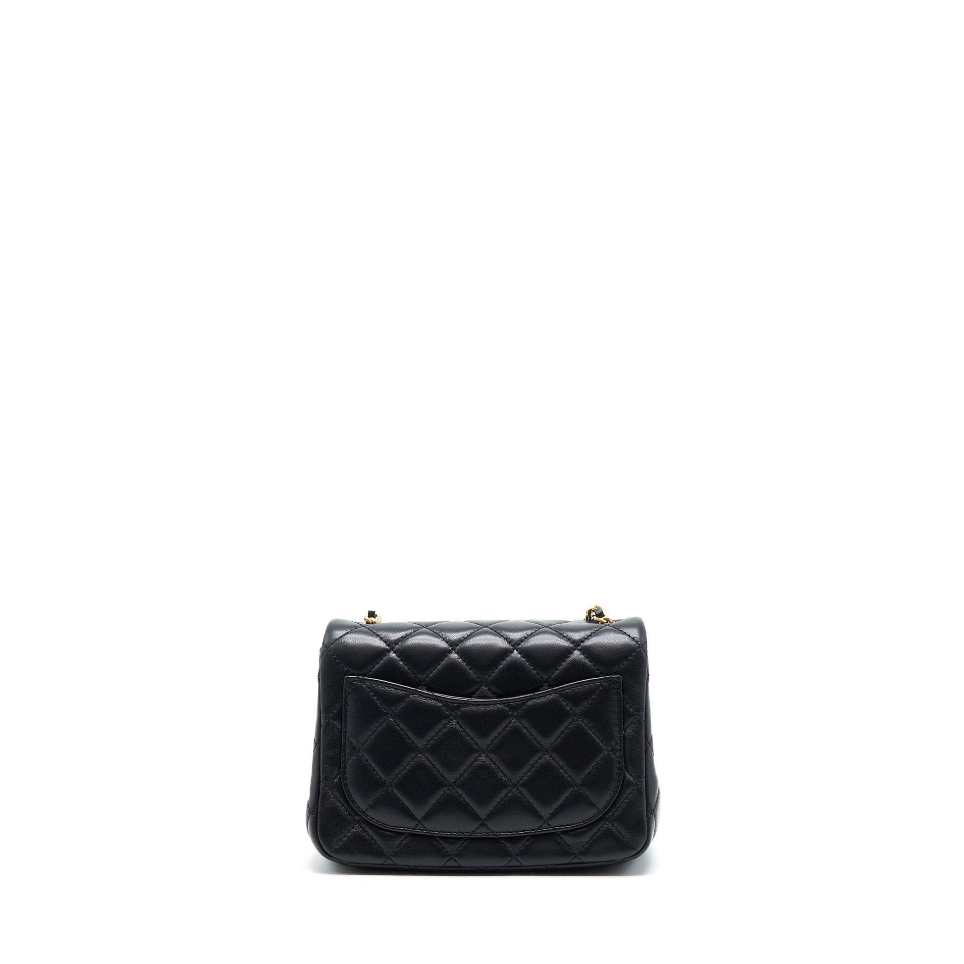 Chanel Pearl Crush Square Lambskin Brushed GHW Black Mini Bag Ghw Microchip
